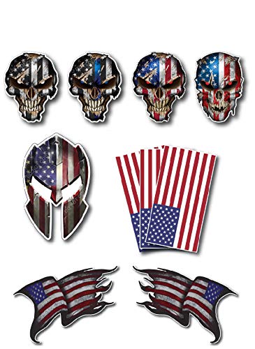 10 Pack of Small Skull Spartan Hard Hat Helmet 3M Vinyl Decal Sticker Decals