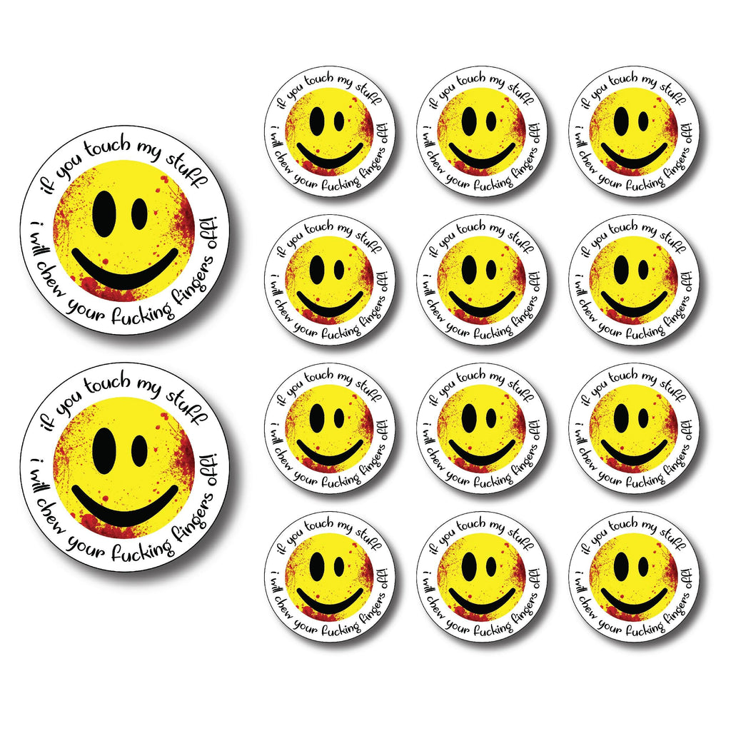 Hilarious Don't Touch My Stuff Smiley Face Decal Sticker for Car Trucks Toolbox Hard Hat Tools Gift Waterproof TR2 Truvis Ink Easy Application 3M Vinyl - Vehicle Exterior Decoration