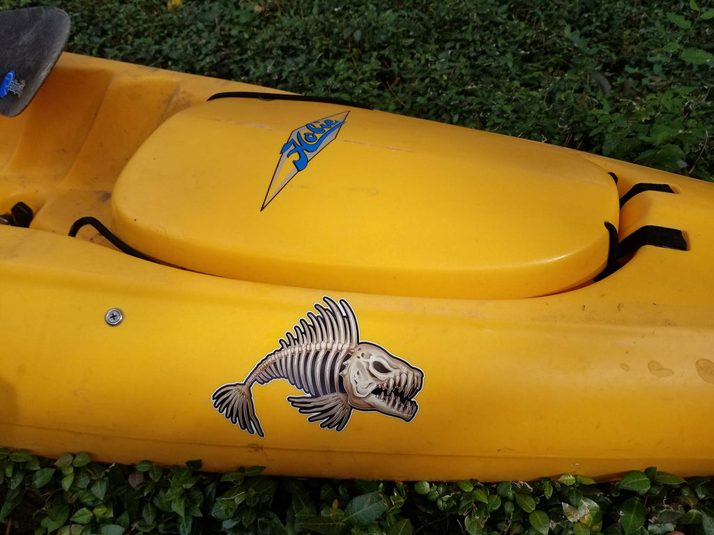 Pair of Bone Fish Skeleton Decal Fishing Kayak Sticker Ourdoors Patriot Bass Graphic