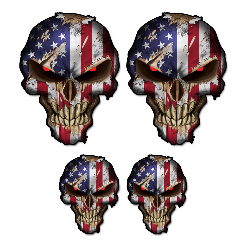 Pack of 4 Skull American Flag Vinyl Decal Stickers Car Truck Sniper Marines Army Navy Military Graphic
