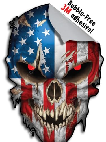 Decals by Haley State Flag and Skull Sticker Flag Decal Pack for Car Truck Vehicle Window