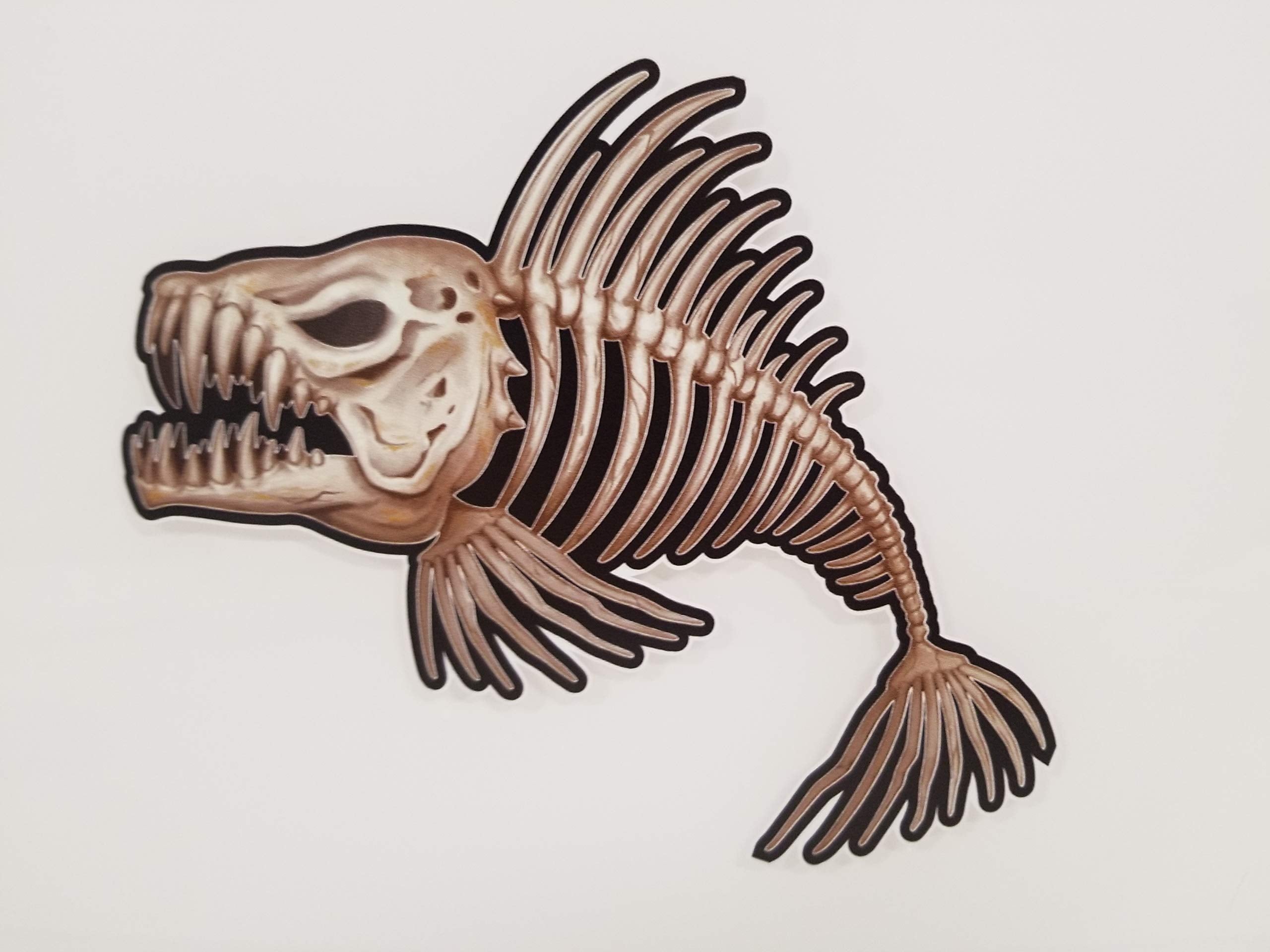 Pair of Bone Fish Skeleton Decal Fishing Kayak Sticker Ourdoors Patriot Bass Graphic