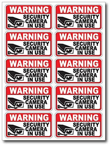 12Pk Security CAM in USE Surveillance Burglar Alarm Decal Warning Vinyl Stickers
