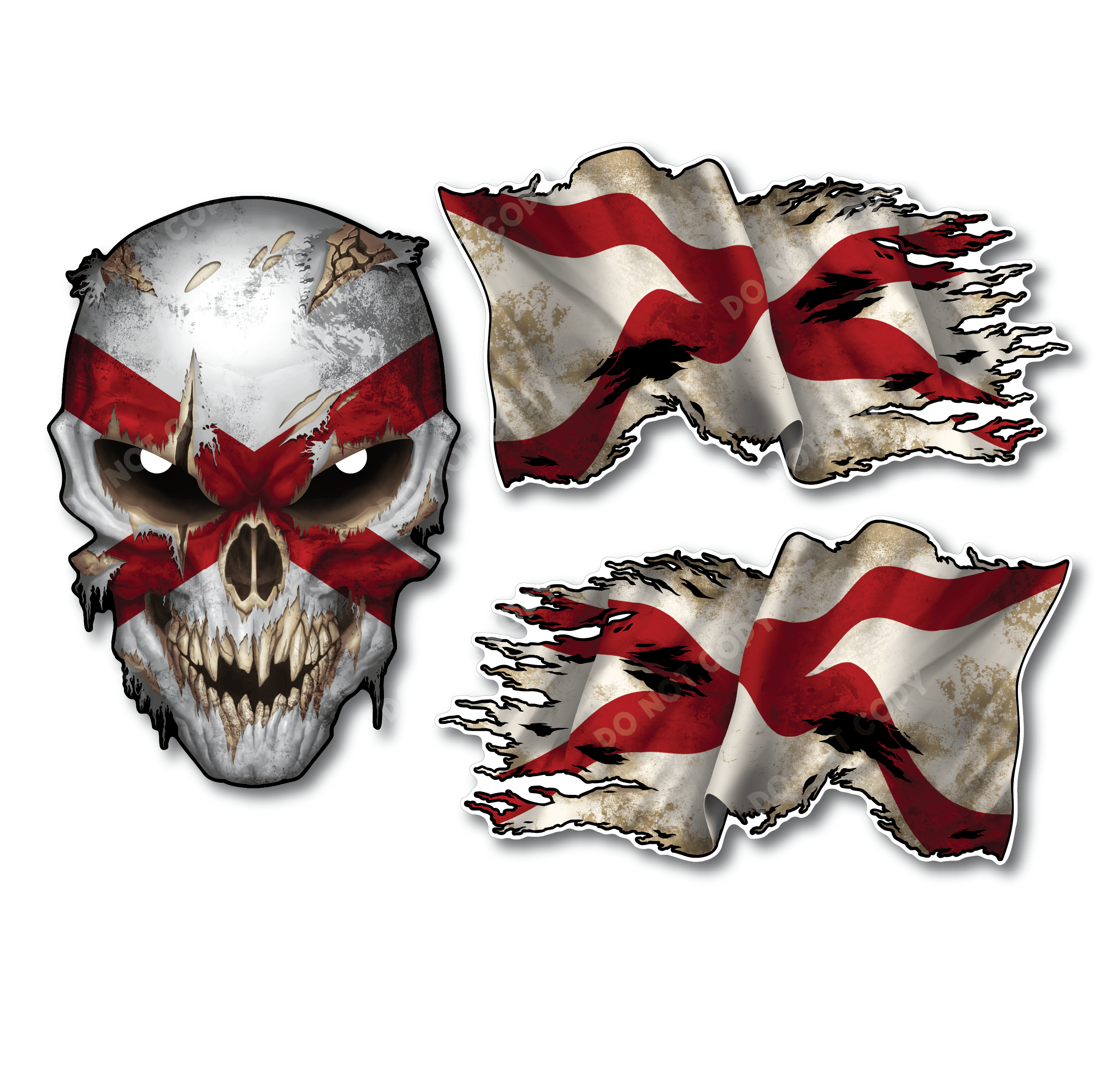 Decals by Haley State Flag and Skull Sticker Flag Decal Pack for Car Truck Vehicle Window