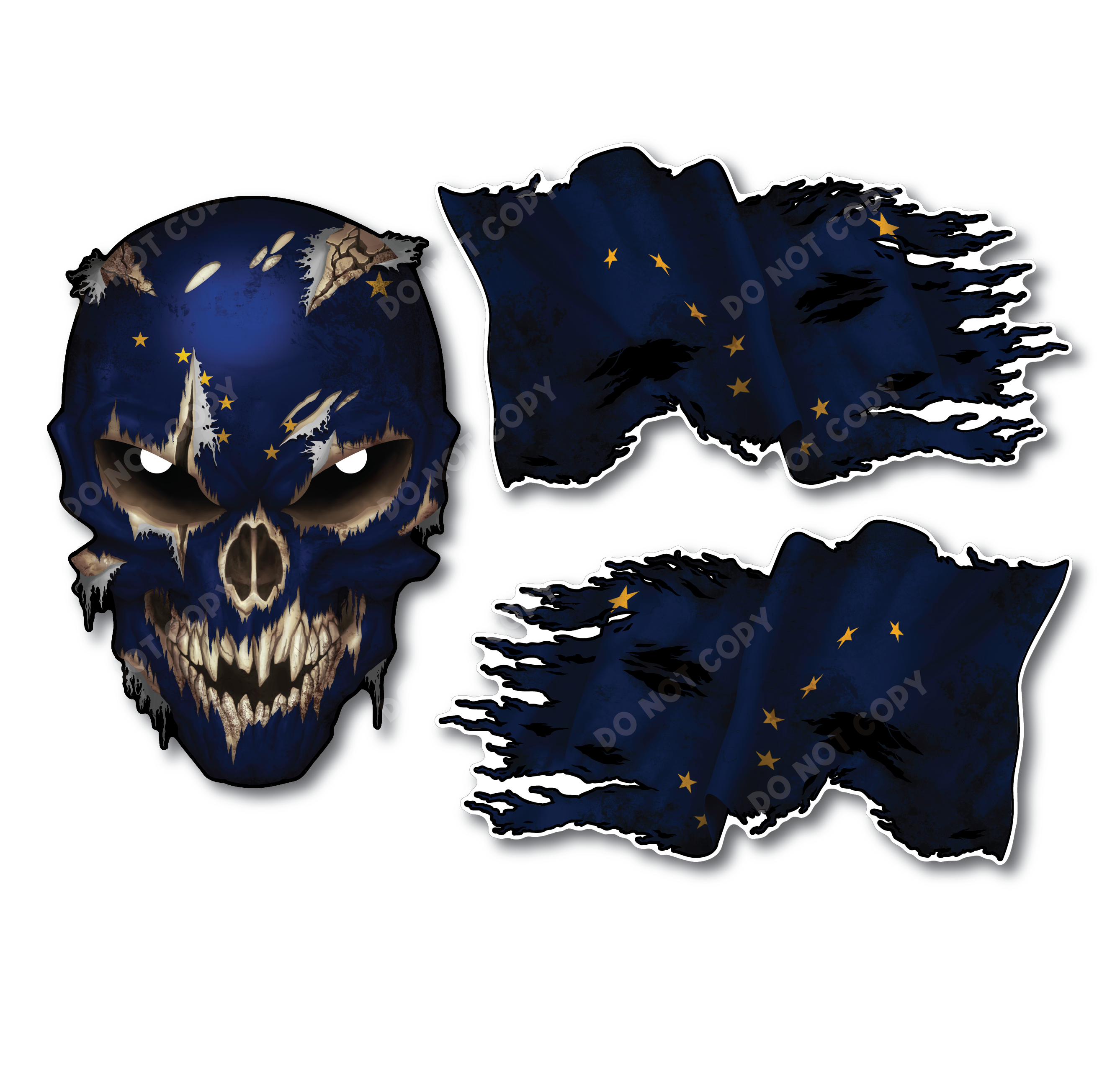 Decals by Haley State Flag and Skull Sticker Flag Decal Pack for Car Truck Vehicle Window