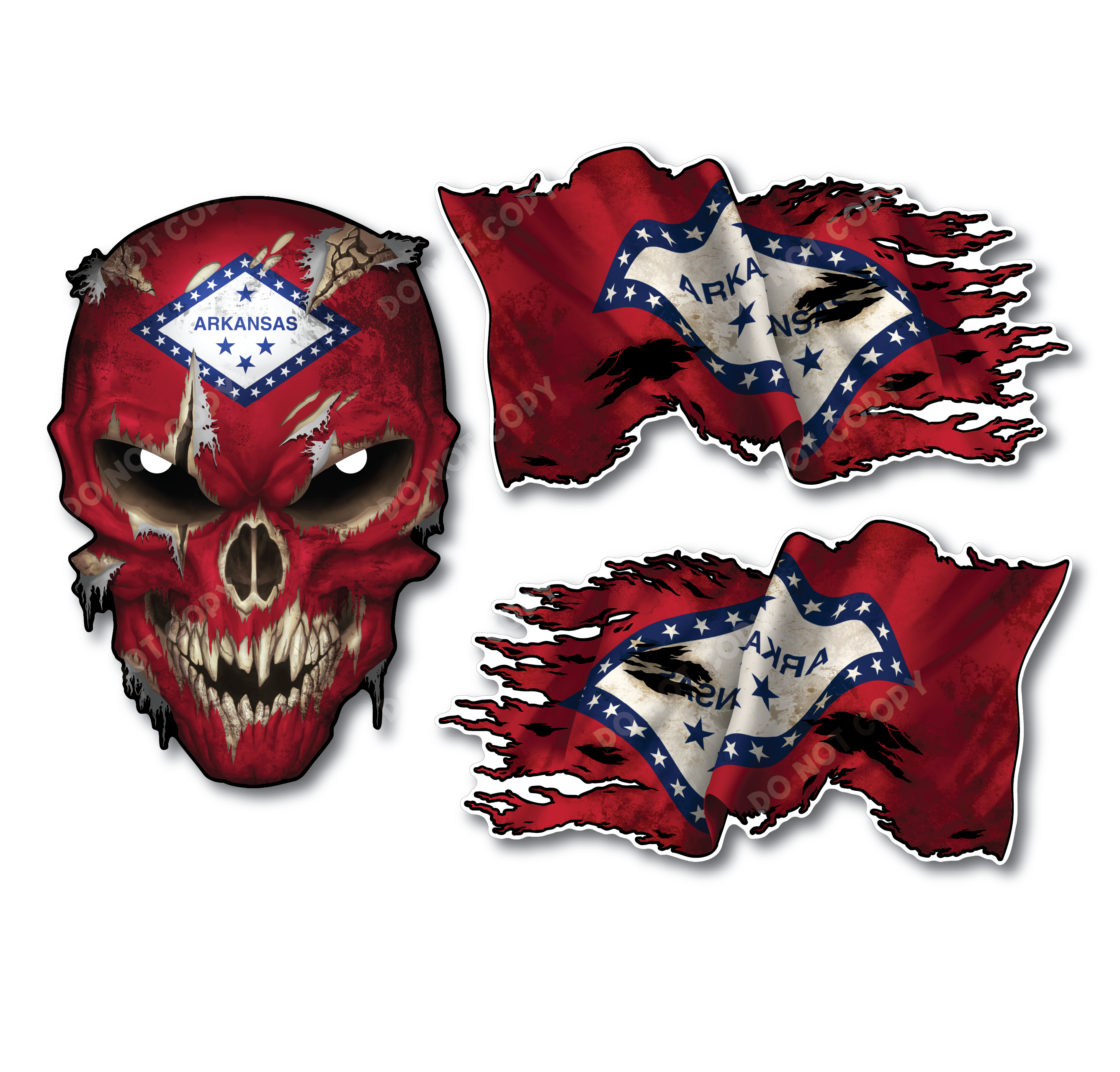 Decals by Haley State Flag and Skull Sticker Flag Decal Pack for Car Truck Vehicle Window