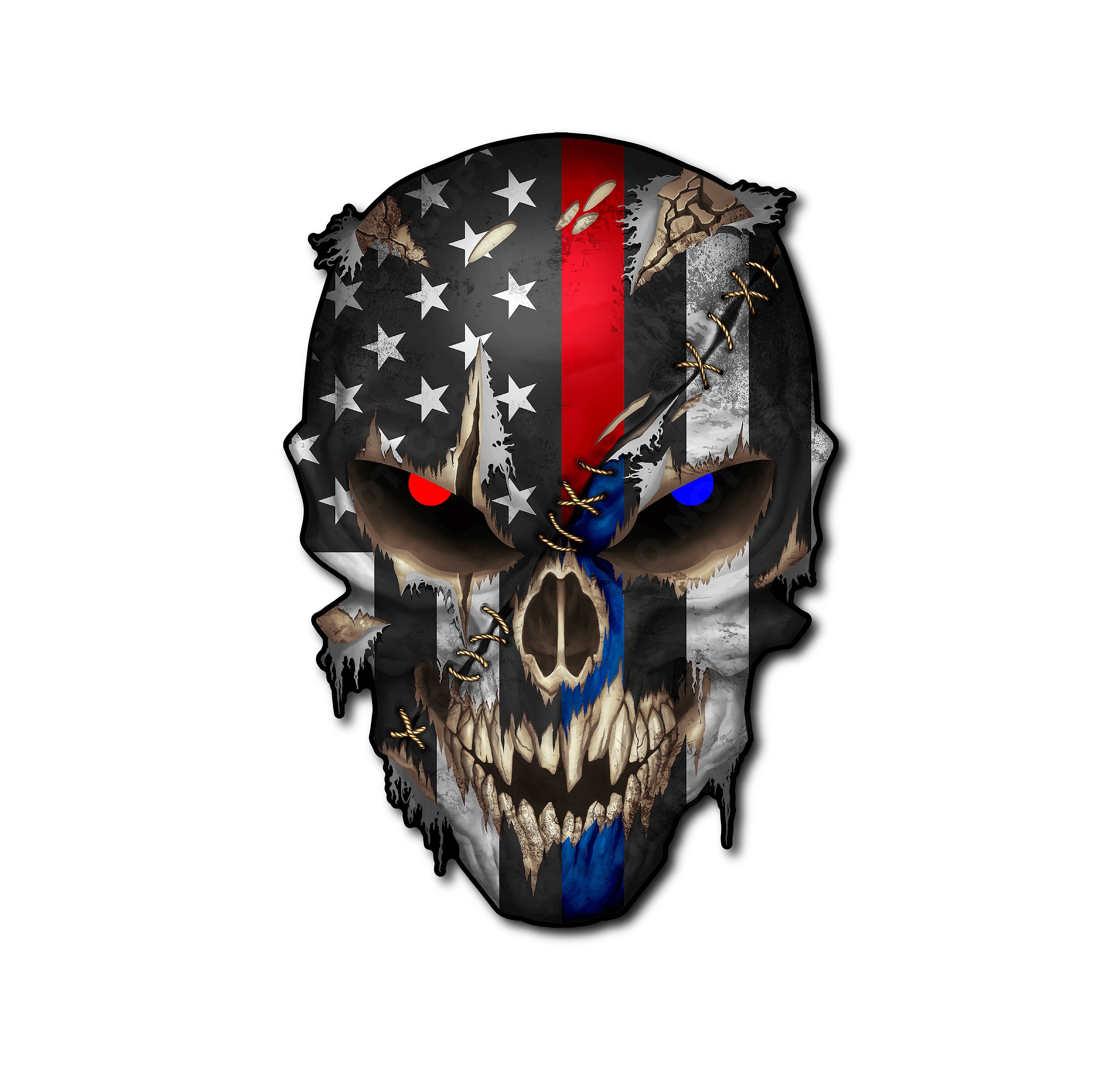 Skull with Reflective Eyes American Flag Vinyl Decal Stickers Car Truck Sniper Marines Army Navy Military Graphic