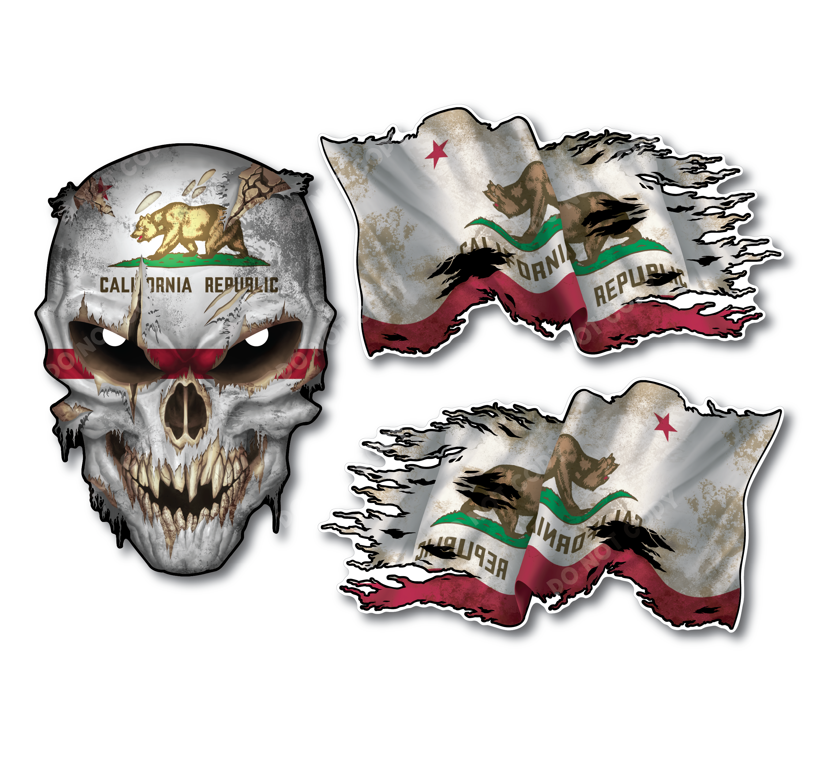 Decals by Haley State Flag and Skull Sticker Flag Decal Pack for Car Truck Vehicle Window