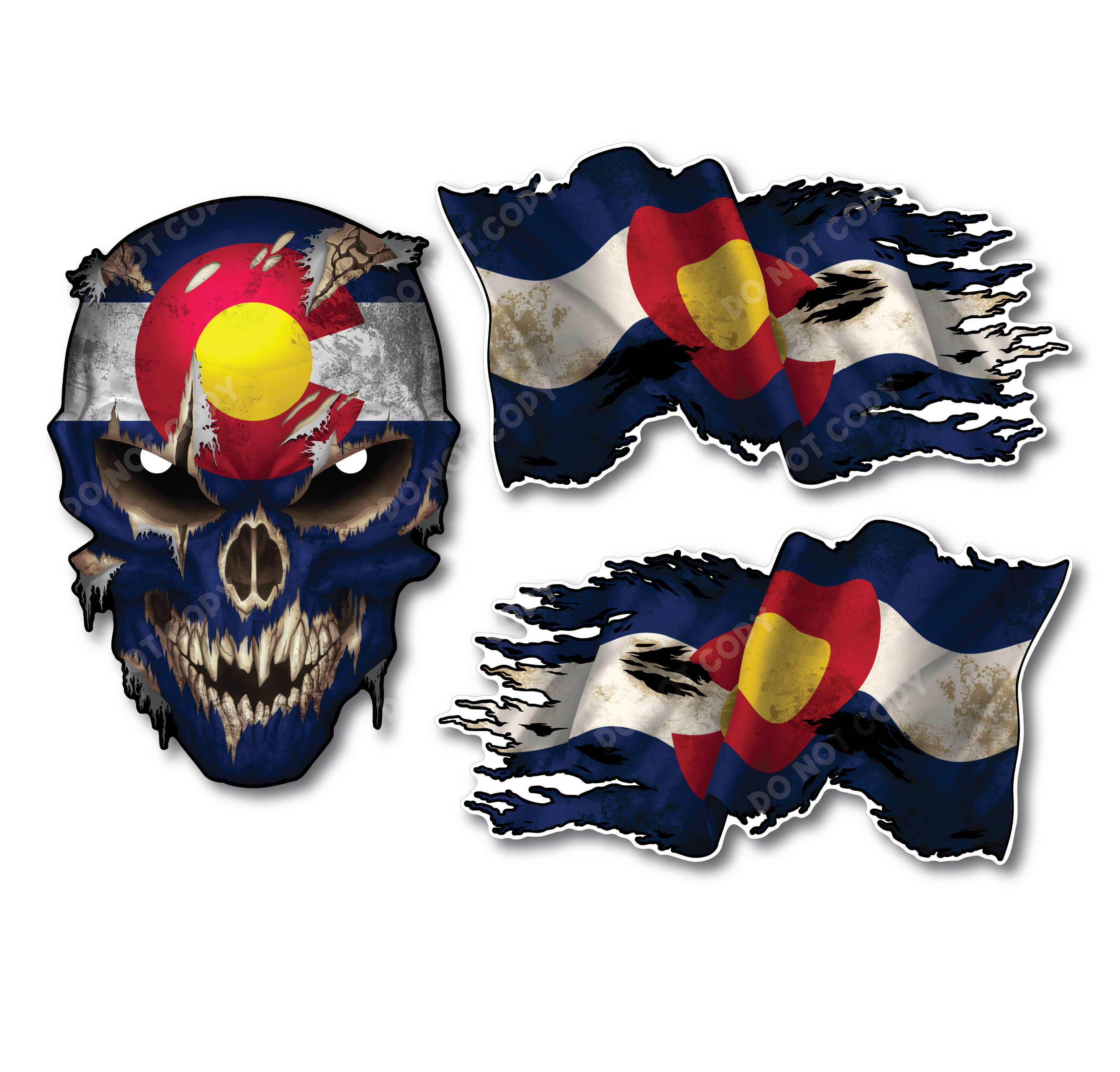 Decals by Haley State Flag and Skull Sticker Flag Decal Pack for Car Truck Vehicle Window