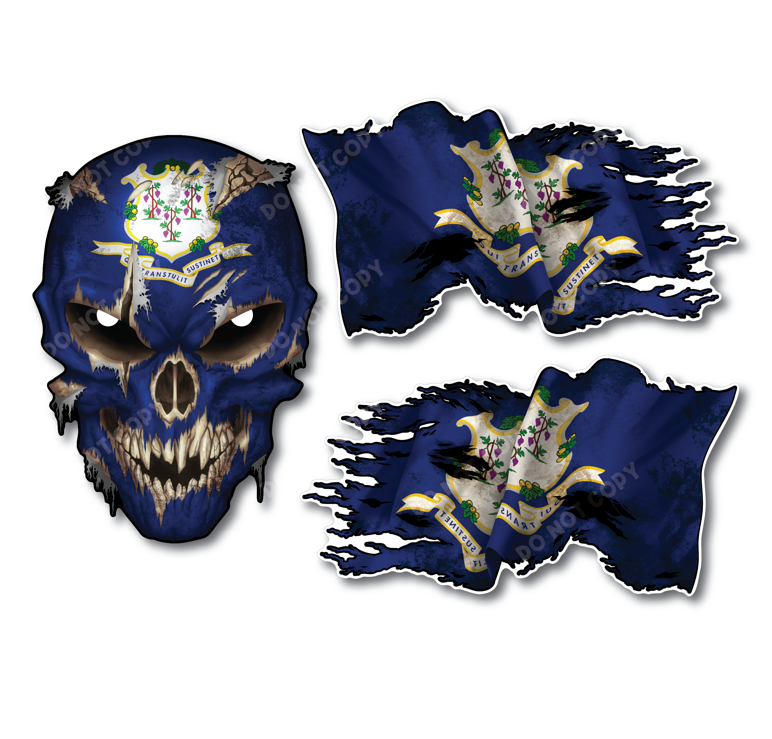 Decals by Haley State Flag and Skull Sticker Flag Decal Pack for Car Truck Vehicle Window