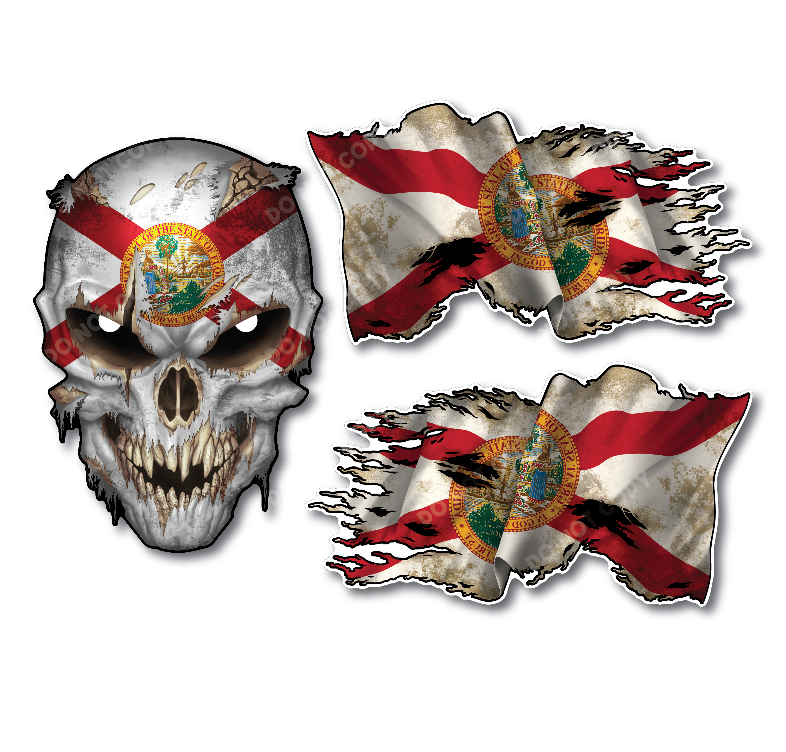 Decals by Haley State Flag and Skull Sticker Flag Decal Pack for Car Truck Vehicle Window