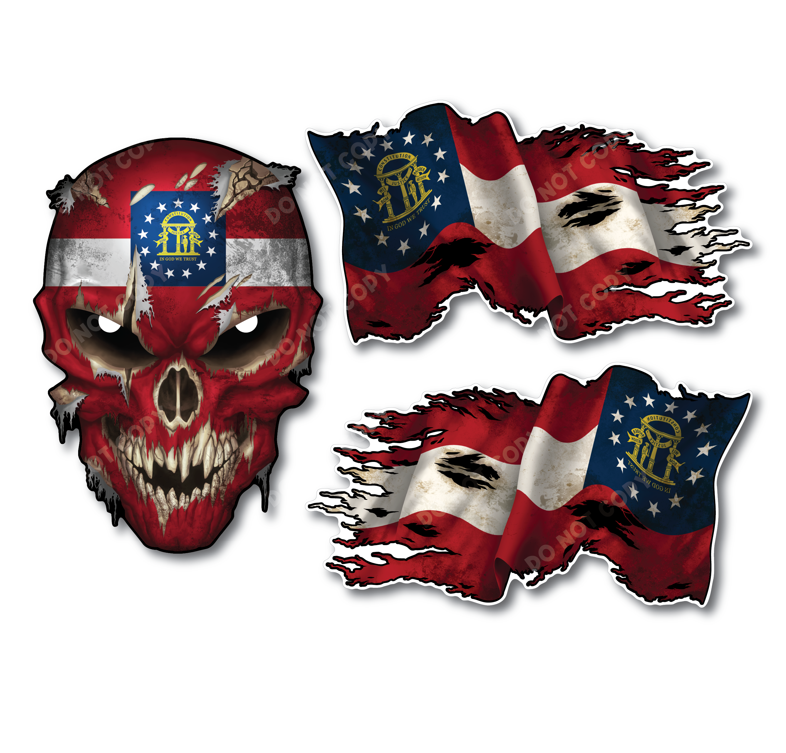 Decals by Haley State Flag and Skull Sticker Flag Decal Pack for Car Truck Vehicle Window