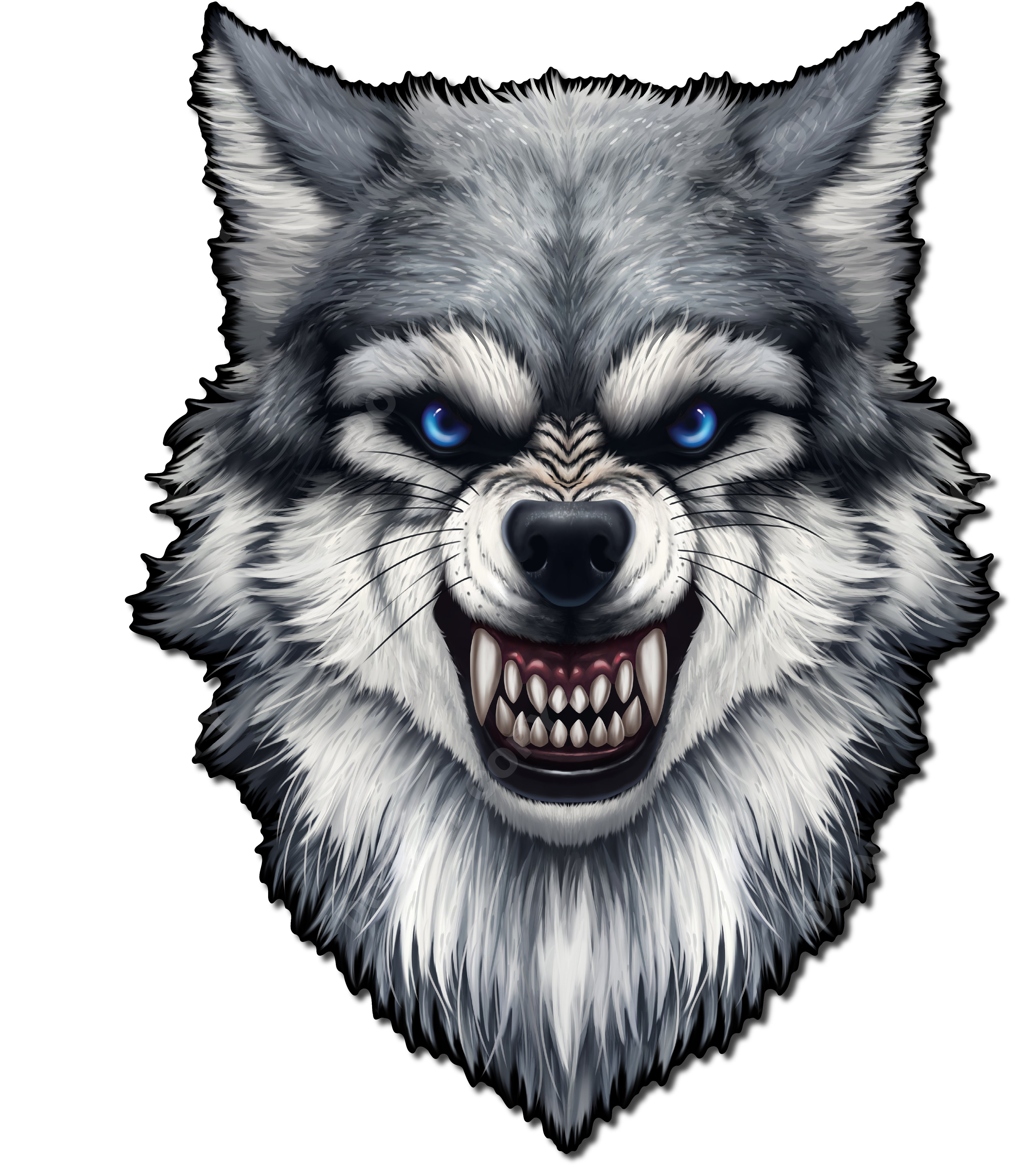 Decal by Haley Growling Wolf – Gray and White Vinyl Sticker for Car, Truck, SUV, or Window – Reflective Eyes for Bold Look – Peel and Stick, Weatherproof Design – Easy to Apply