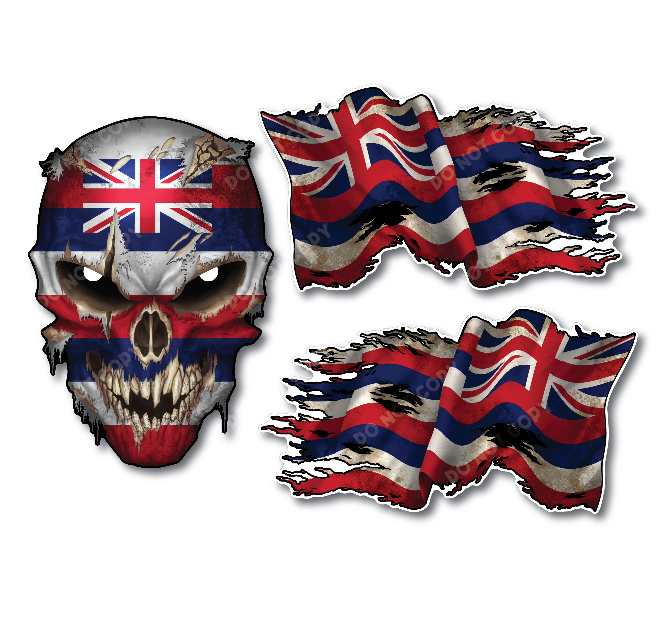 Decals by Haley State Flag and Skull Sticker Flag Decal Pack for Car Truck Vehicle Window