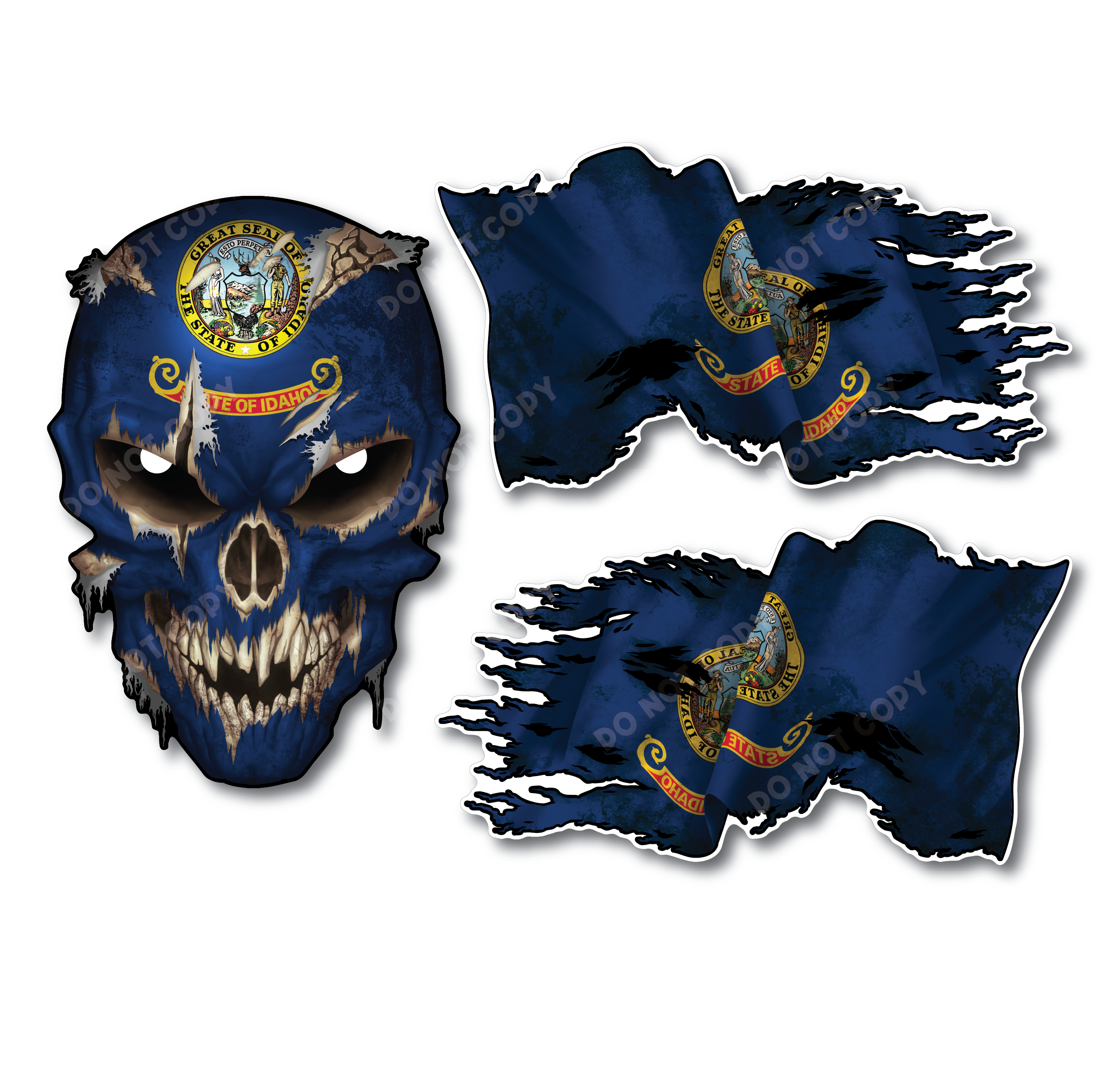 Decals by Haley State Flag and Skull Sticker Flag Decal Pack for Car Truck Vehicle Window