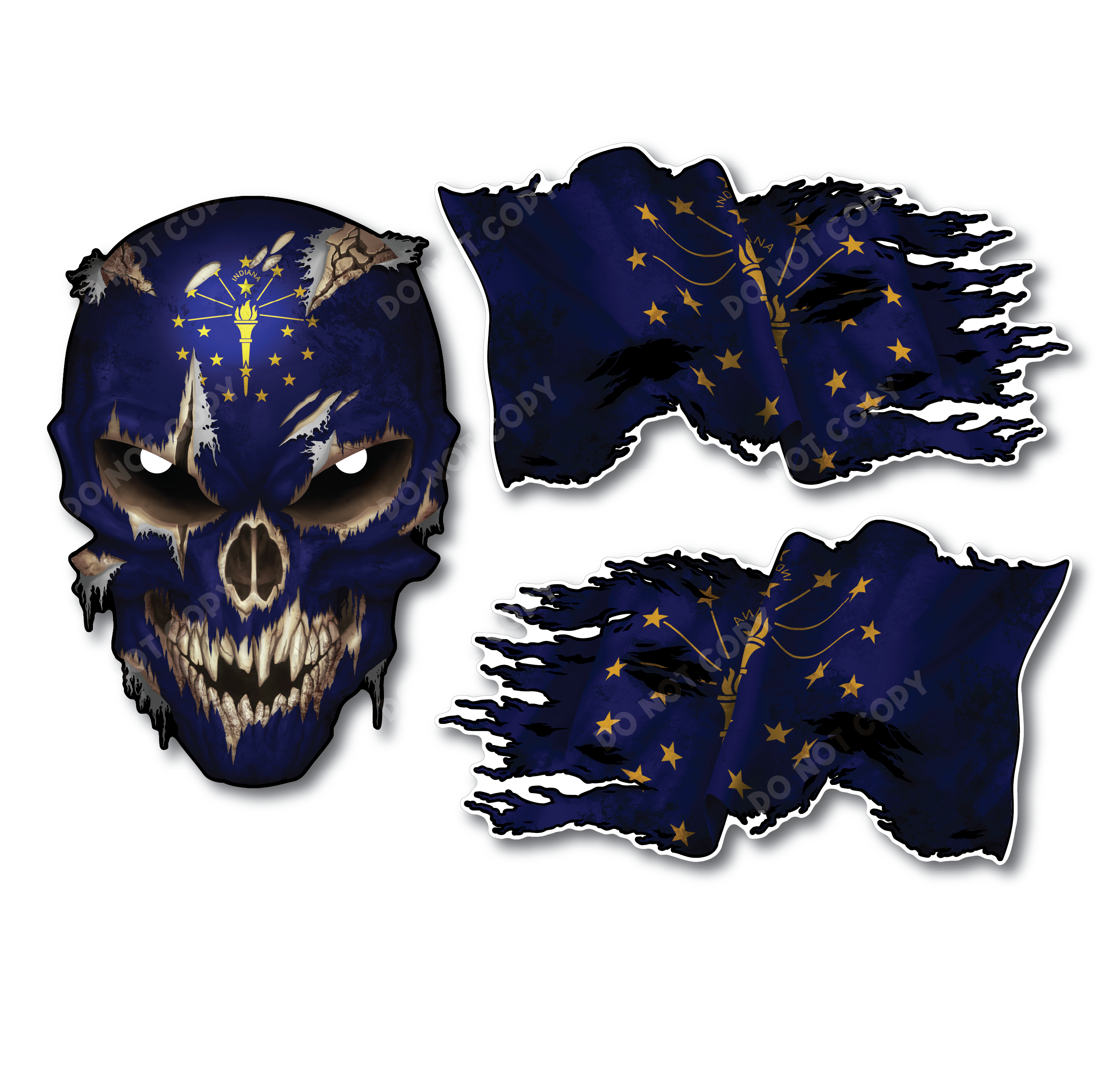 Decals by Haley State Flag and Skull Sticker Flag Decal Pack for Car Truck Vehicle Window