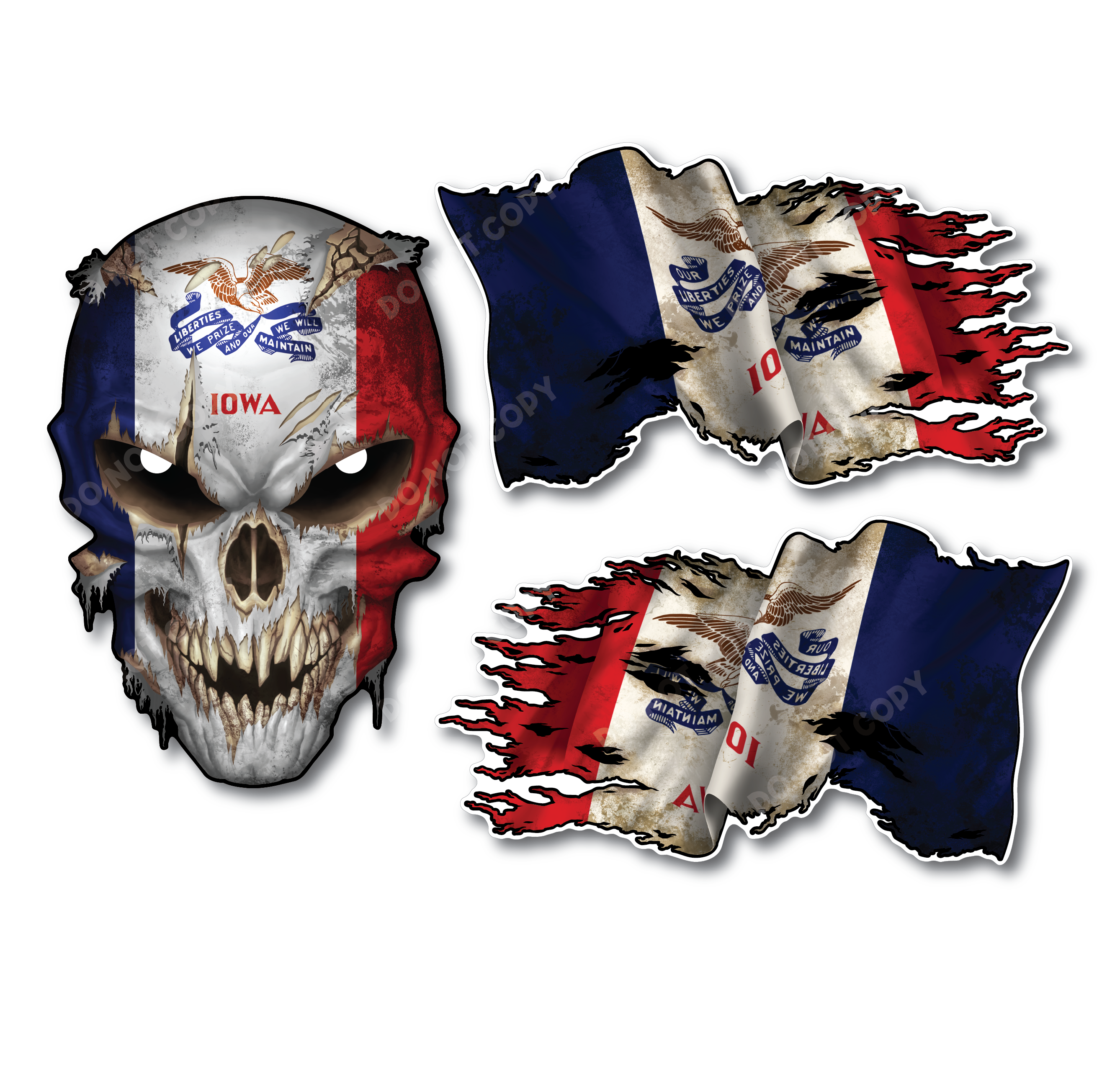 Decals by Haley State Flag and Skull Sticker Flag Decal Pack for Car Truck Vehicle Window