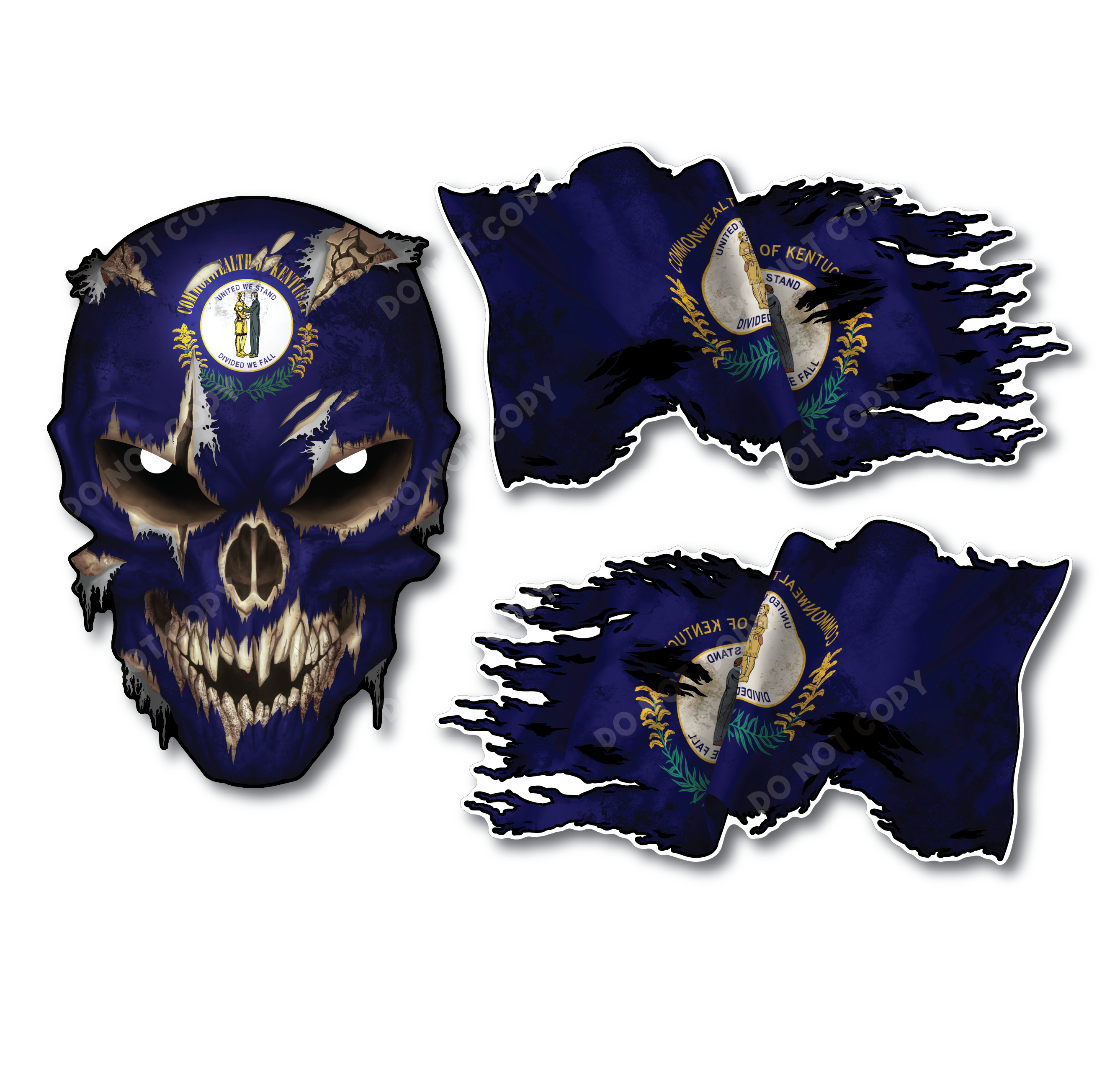 Decals by Haley State Flag and Skull Sticker Flag Decal Pack for Car Truck Vehicle Window