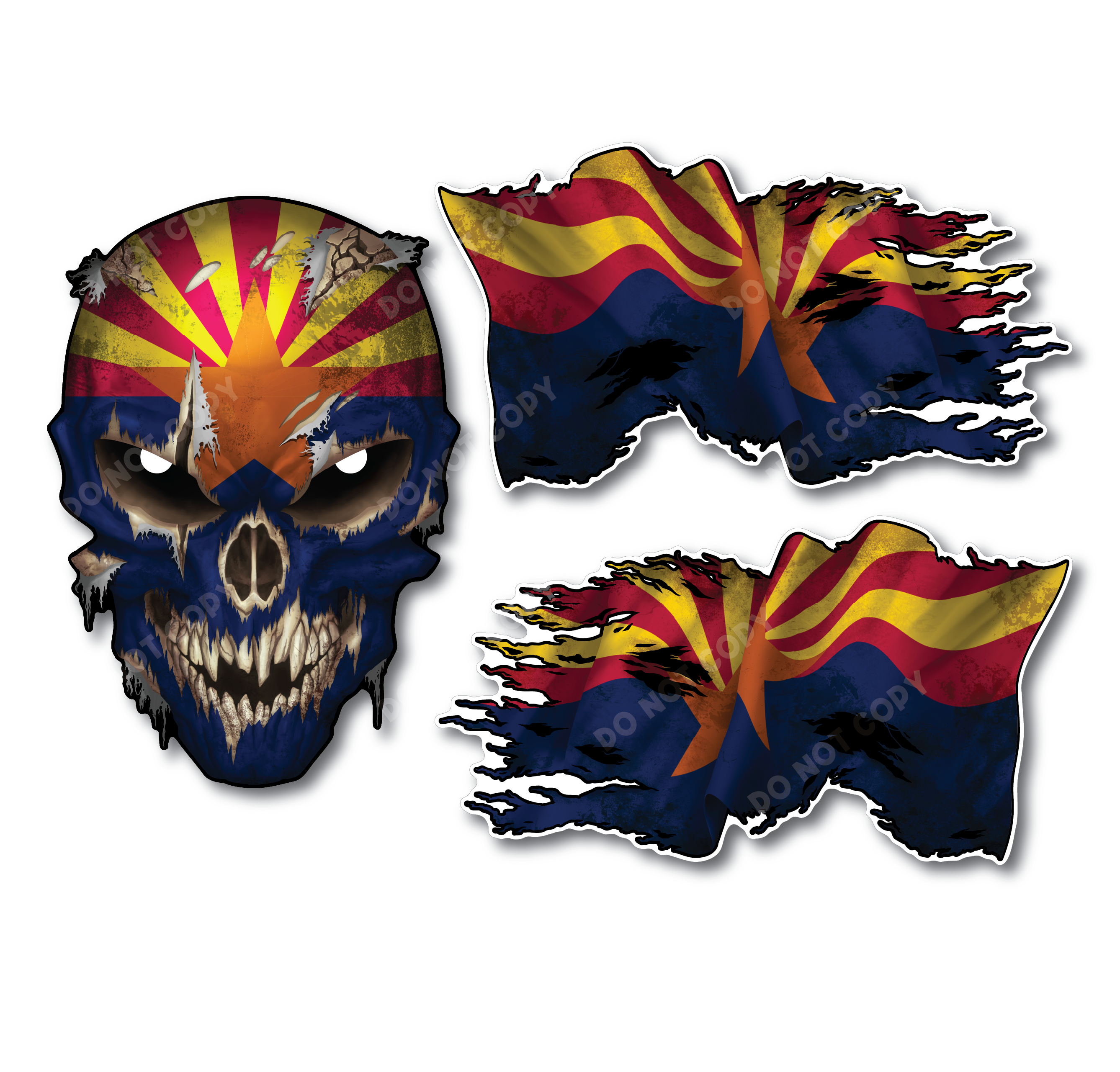 Decals by Haley State Flag and Skull Sticker Flag Decal Pack for Car Truck Vehicle Window