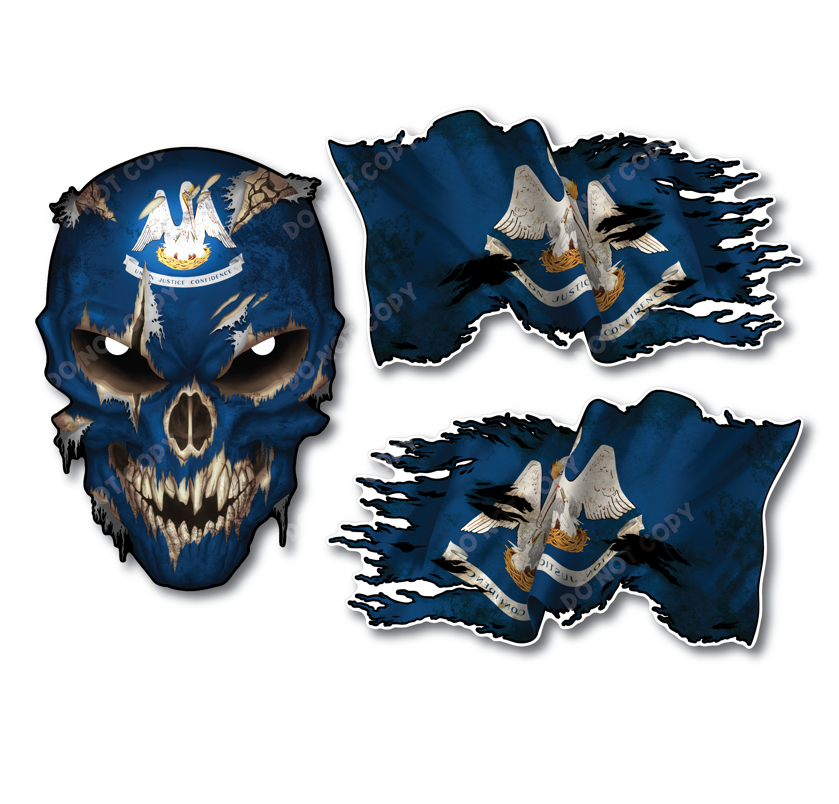 Decals by Haley State Flag and Skull Sticker Flag Decal Pack for Car Truck Vehicle Window