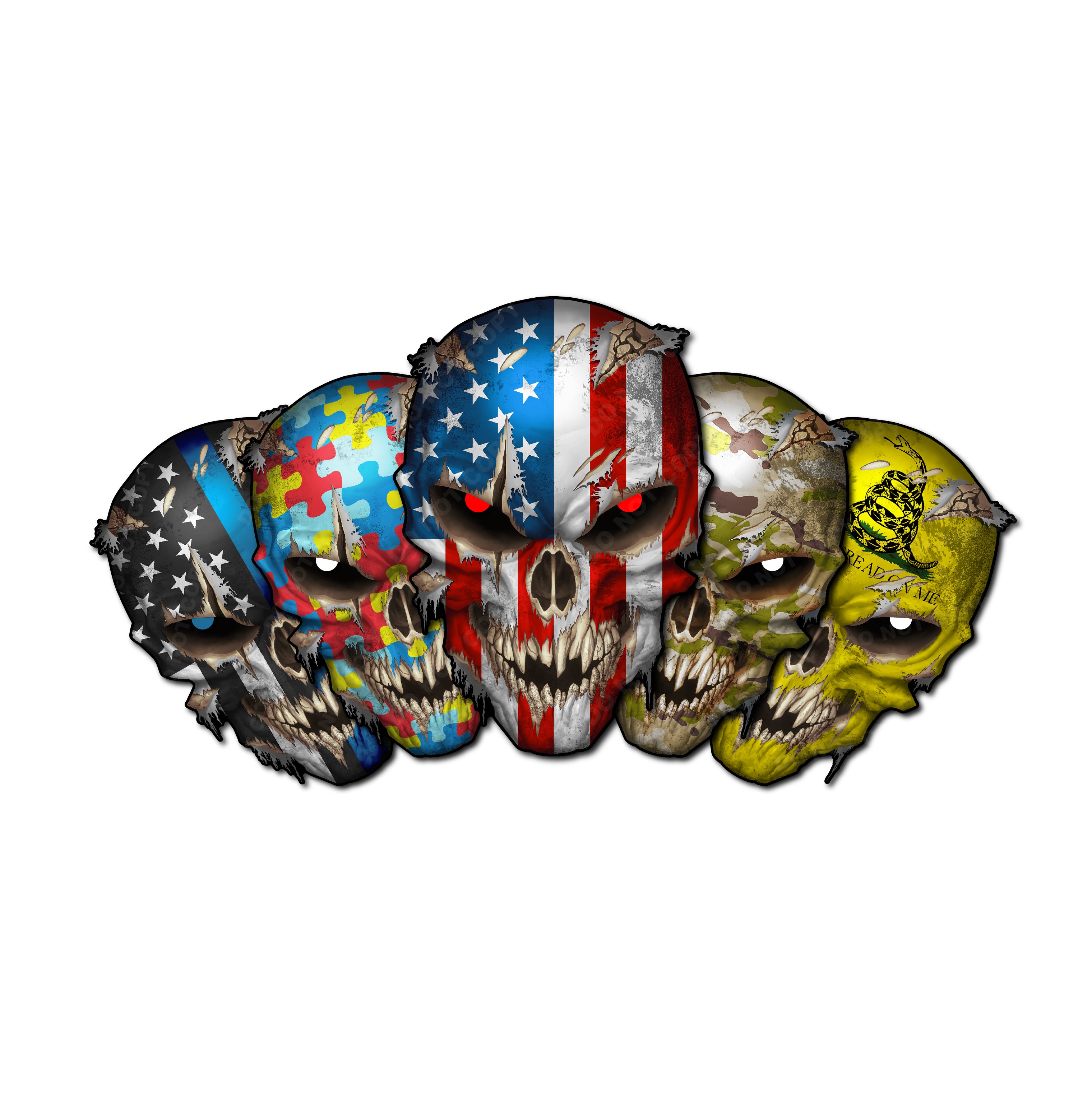 Skull with Reflective Eyes American Flag Vinyl Decal Stickers Car Truck Sniper Marines Army Navy Military Graphic