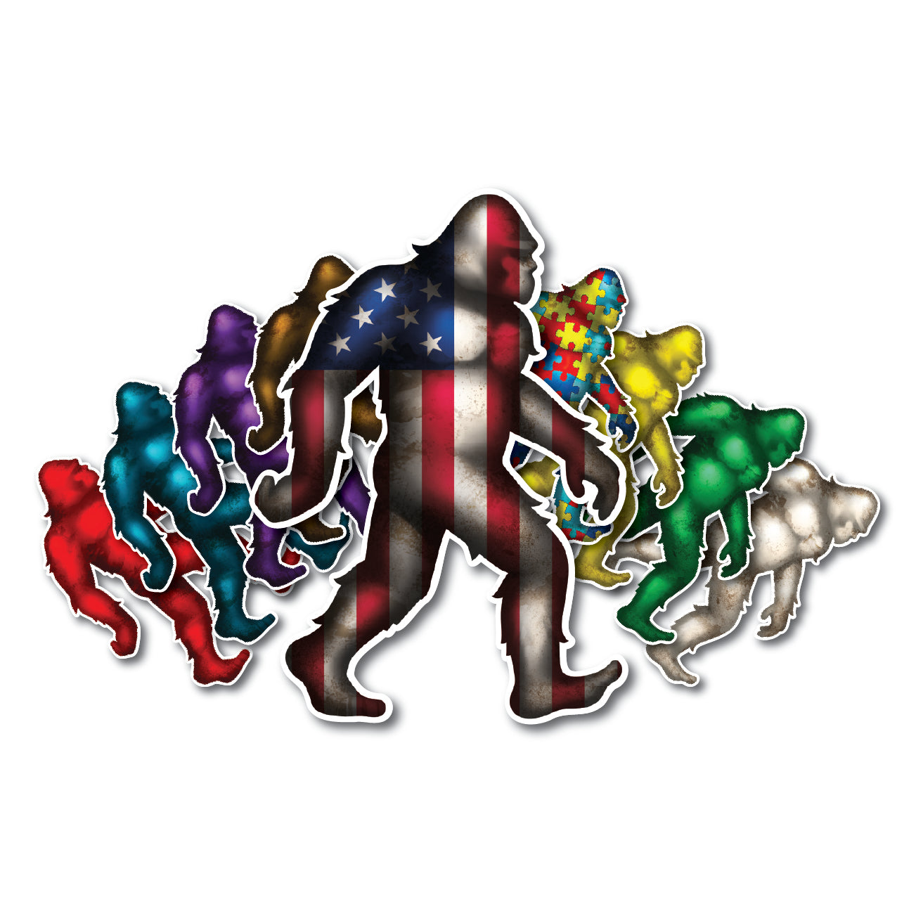 Decals by Haley Sasquatch Bigfoot Sticker - Decal Sticker for Car, Truck, Bumper - 3M Vinyl Decal for Vehicle, Indoor/Outdoor Use Sticker, Patriotic Yeti Design