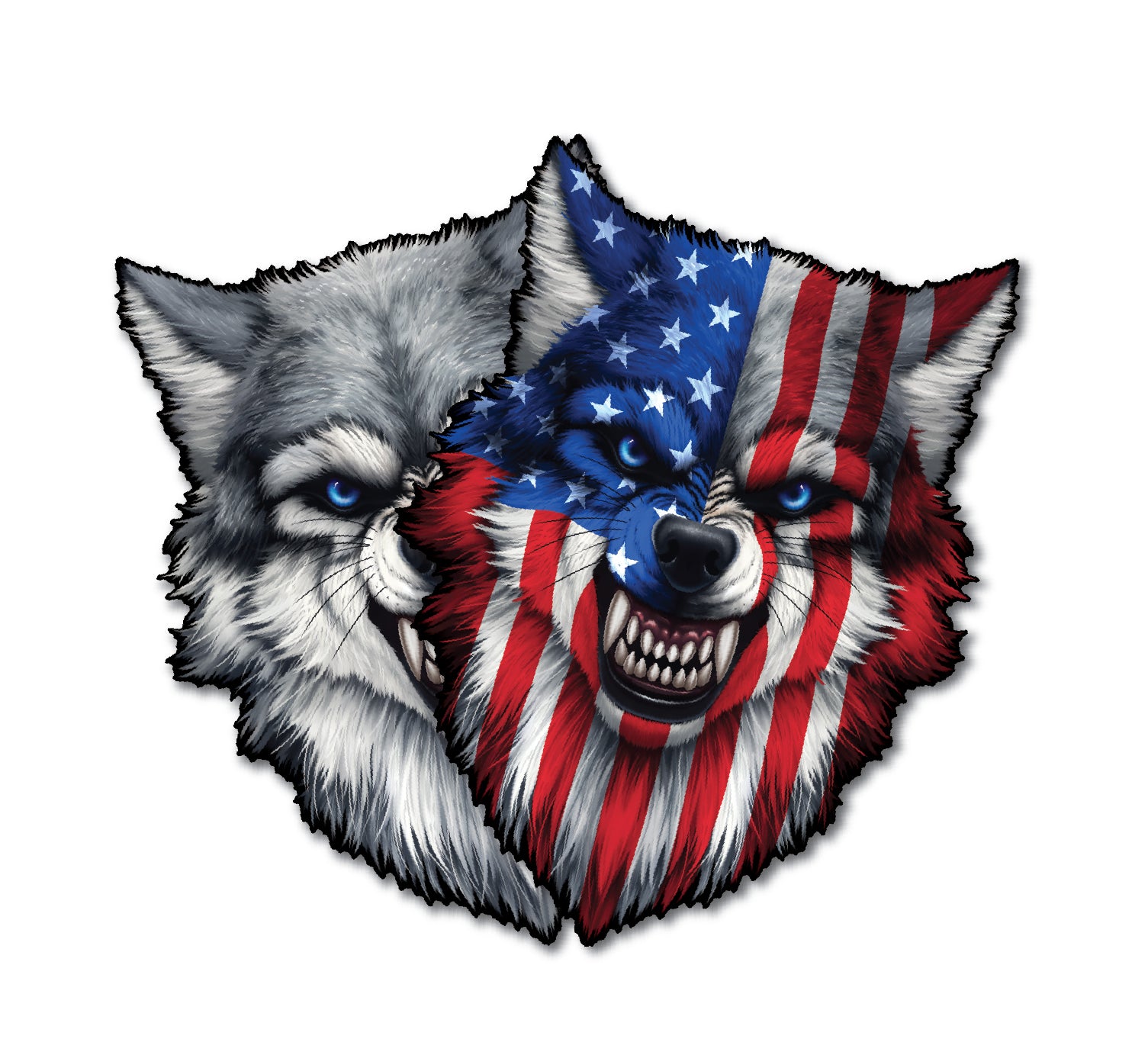Decal by Haley Growling Wolf – Gray and White Vinyl Sticker for Car, Truck, SUV, or Window – Reflective Eyes for Bold Look – Peel and Stick, Weatherproof Design – Easy to Apply