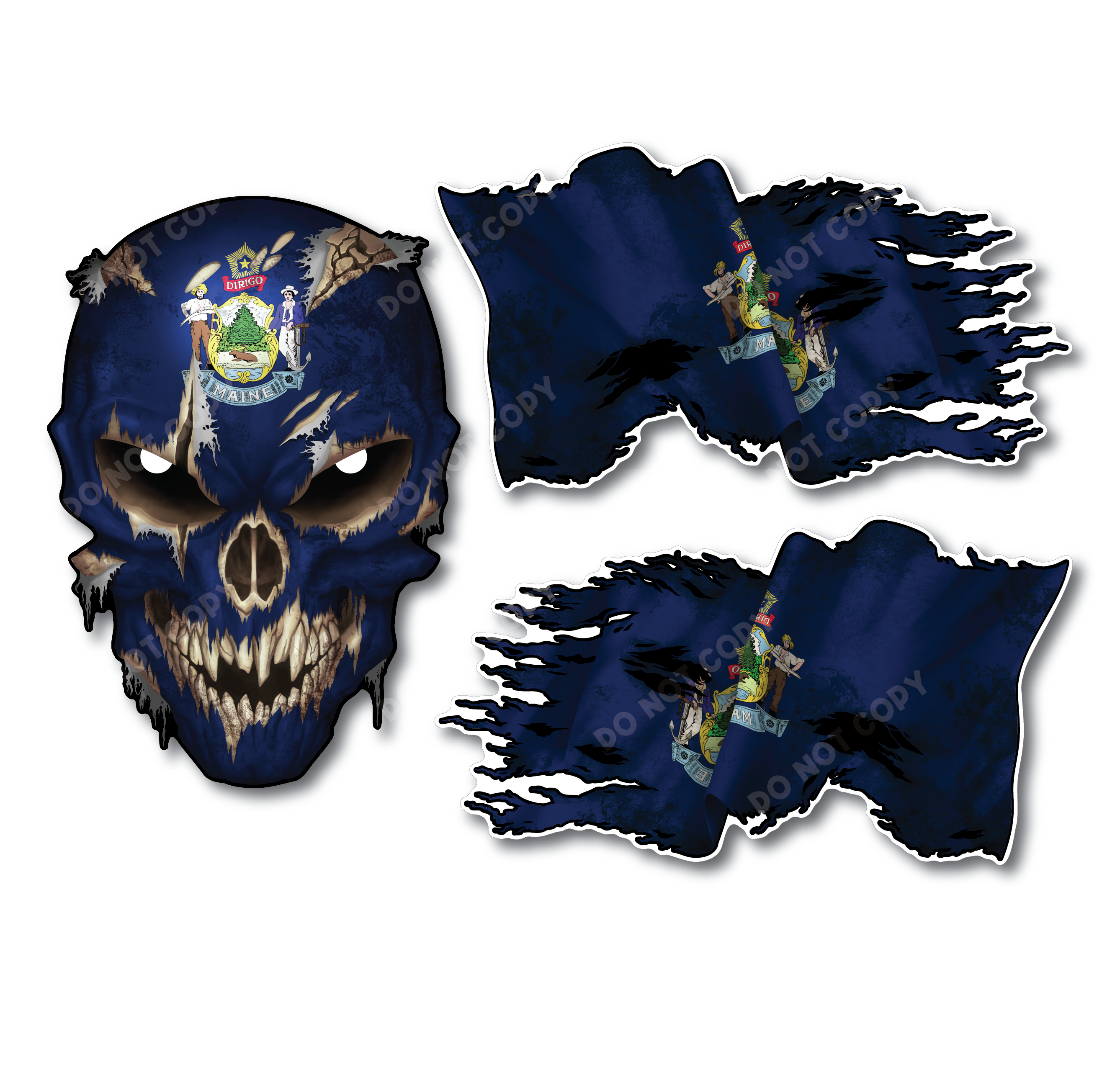 Decals by Haley State Flag and Skull Sticker Flag Decal Pack for Car Truck Vehicle Window