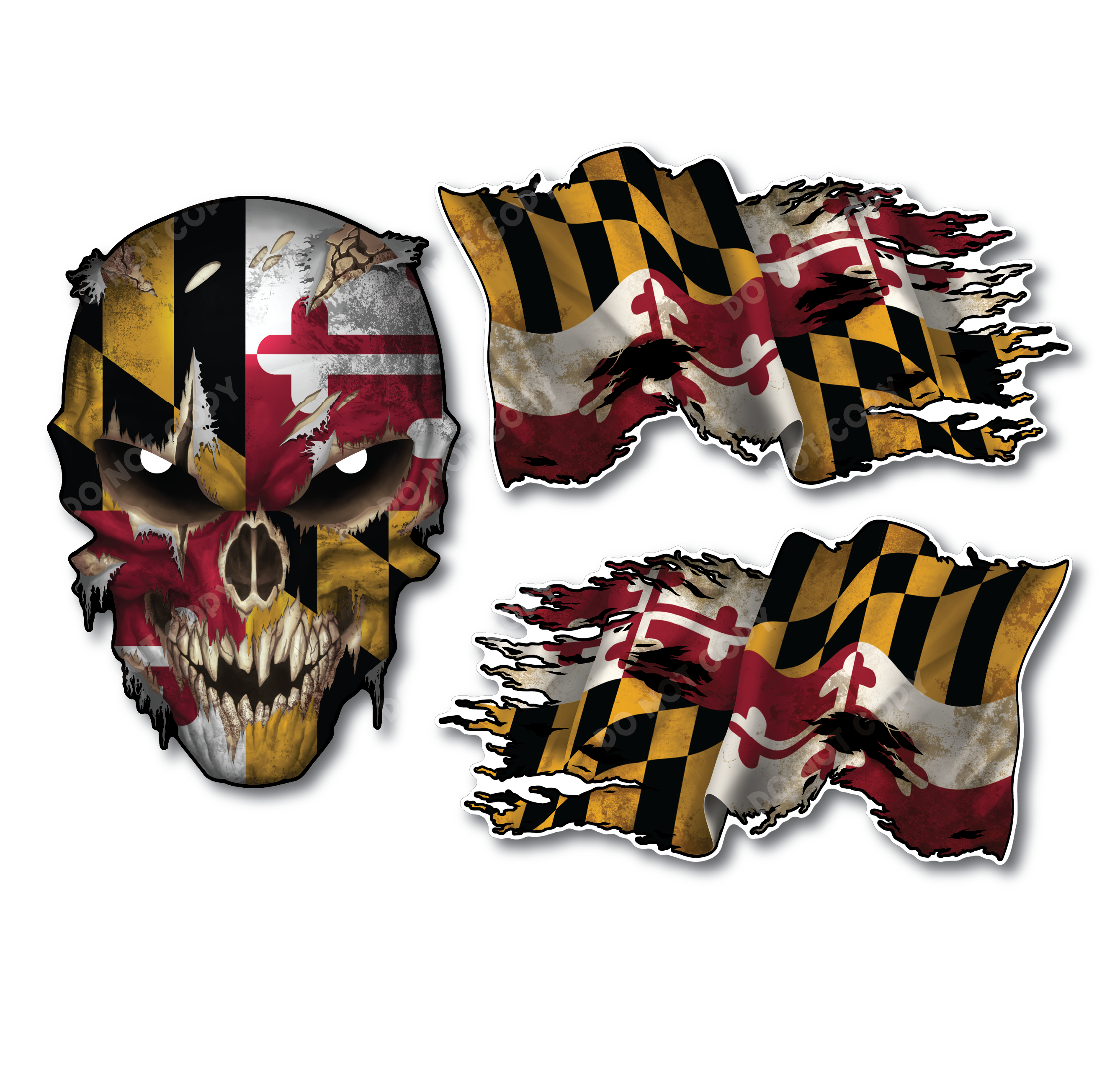 Decals by Haley State Flag and Skull Sticker Flag Decal Pack for Car Truck Vehicle Window