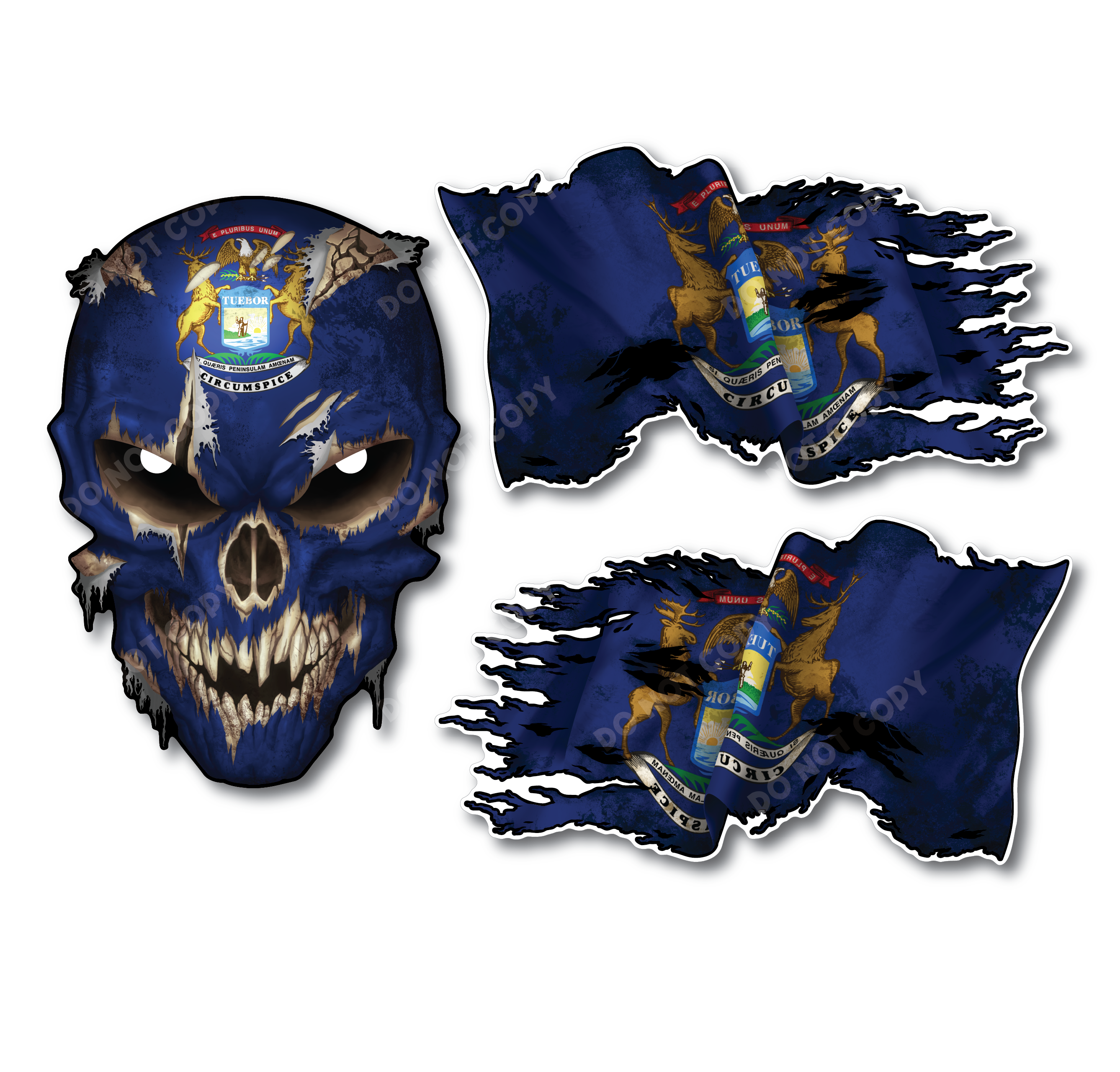 Decals by Haley State Flag and Skull Sticker Flag Decal Pack for Car Truck Vehicle Window