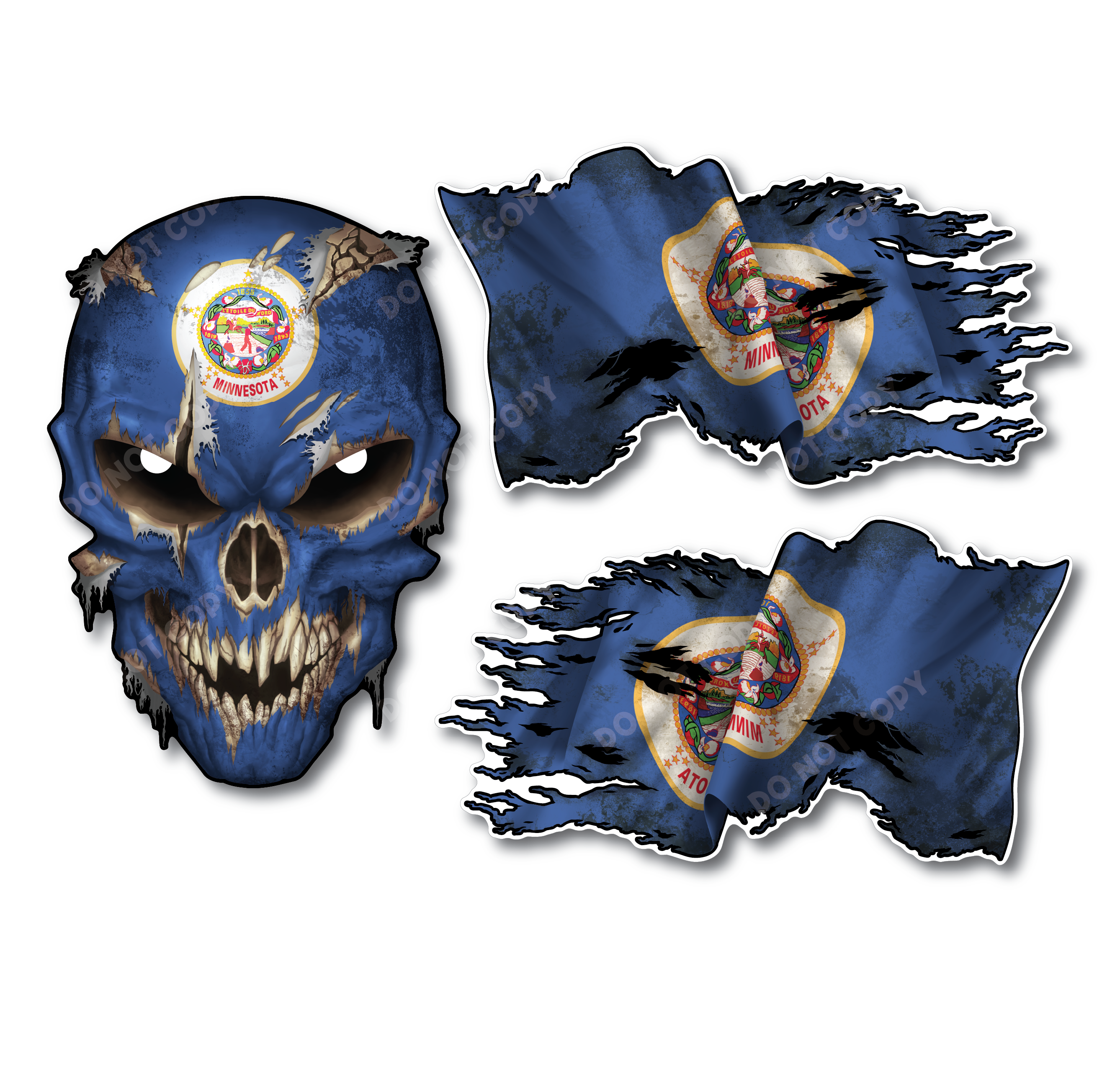 Decals by Haley State Flag and Skull Sticker Flag Decal Pack for Car Truck Vehicle Window