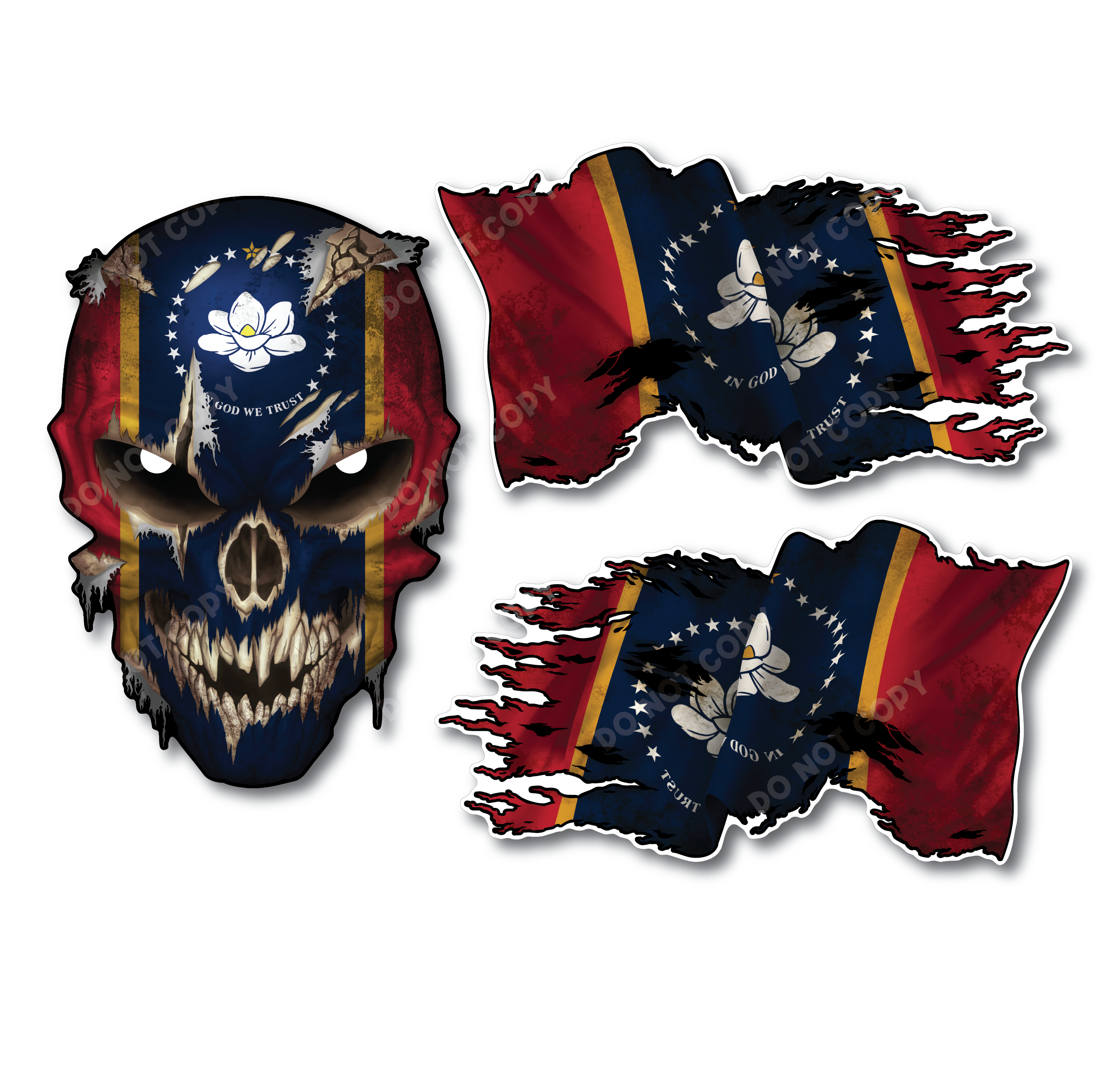 Decals by Haley State Flag and Skull Sticker Flag Decal Pack for Car Truck Vehicle Window