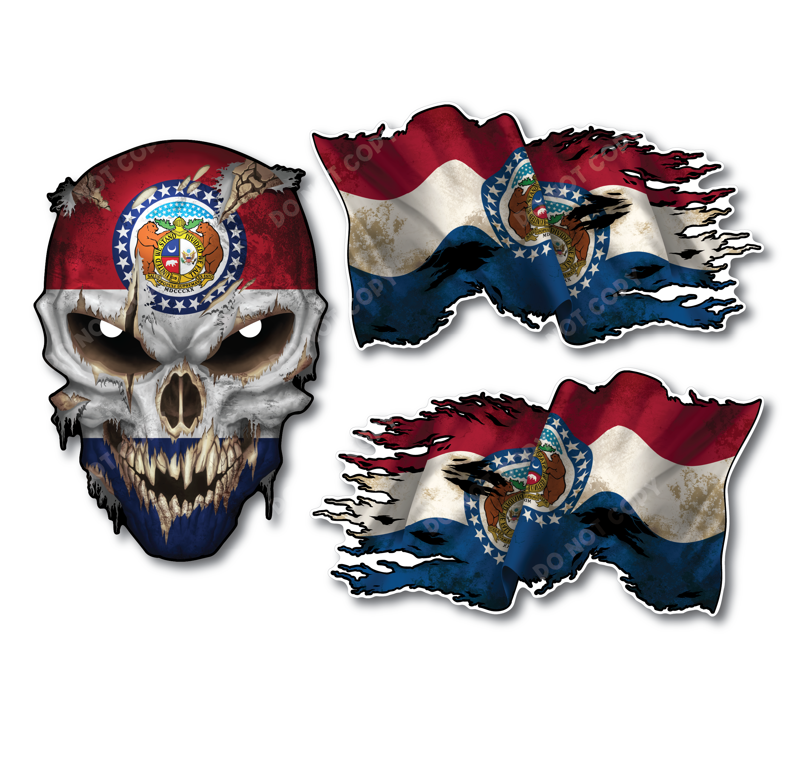 Decals by Haley State Flag and Skull Sticker Flag Decal Pack for Car Truck Vehicle Window