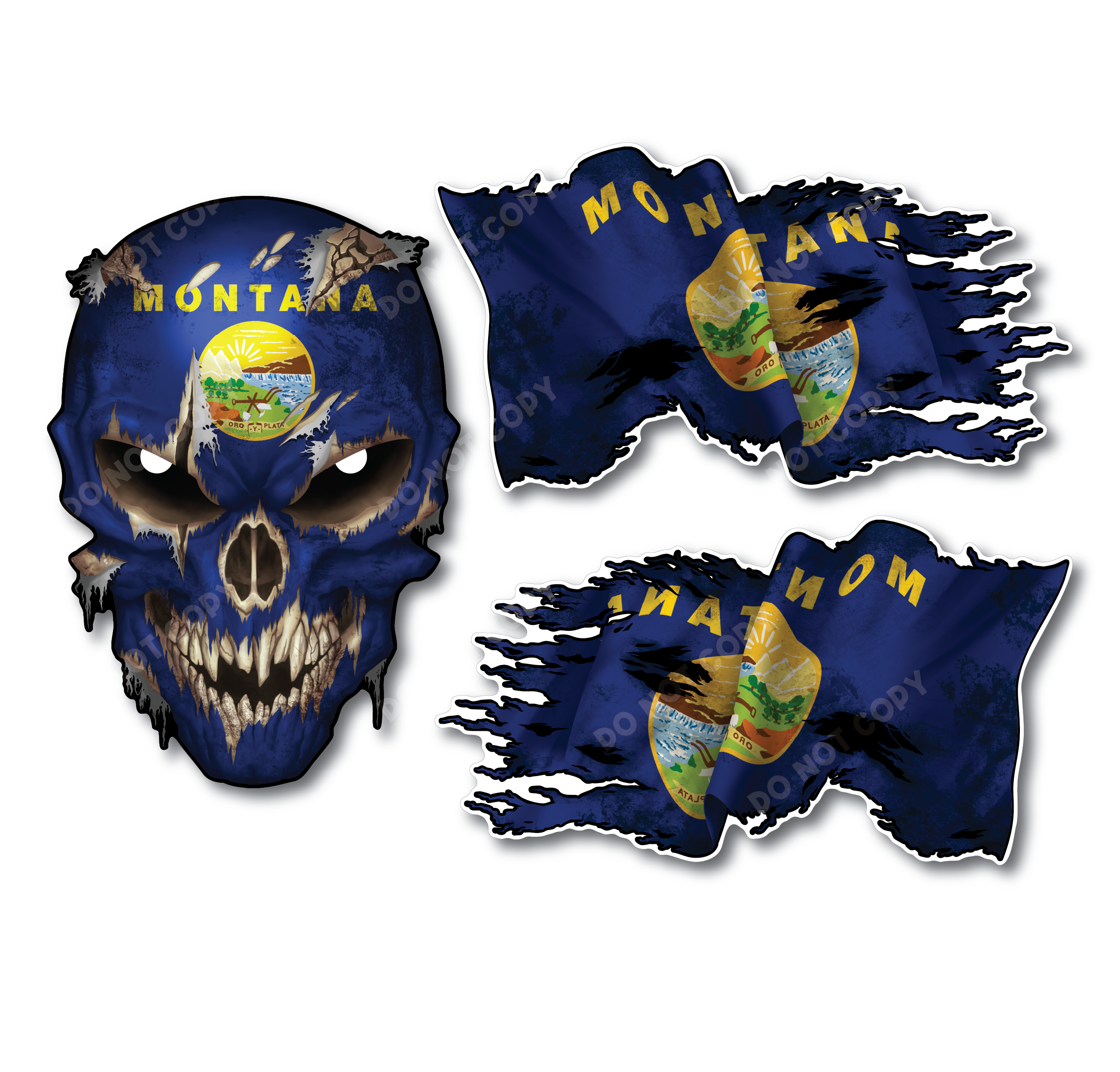 Decals by Haley State Flag and Skull Sticker Flag Decal Pack for Car Truck Vehicle Window