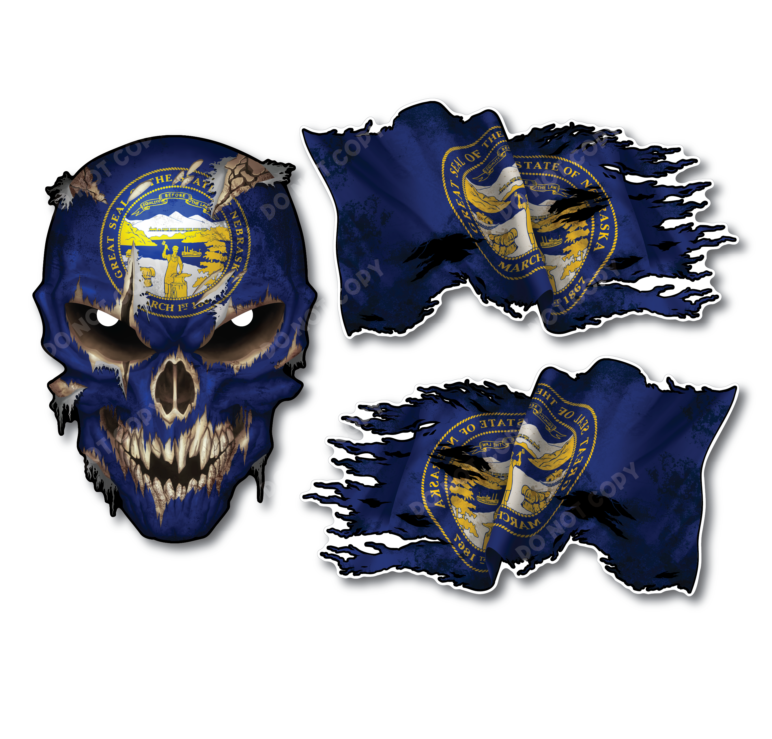 Decals by Haley State Flag and Skull Sticker Flag Decal Pack for Car Truck Vehicle Window