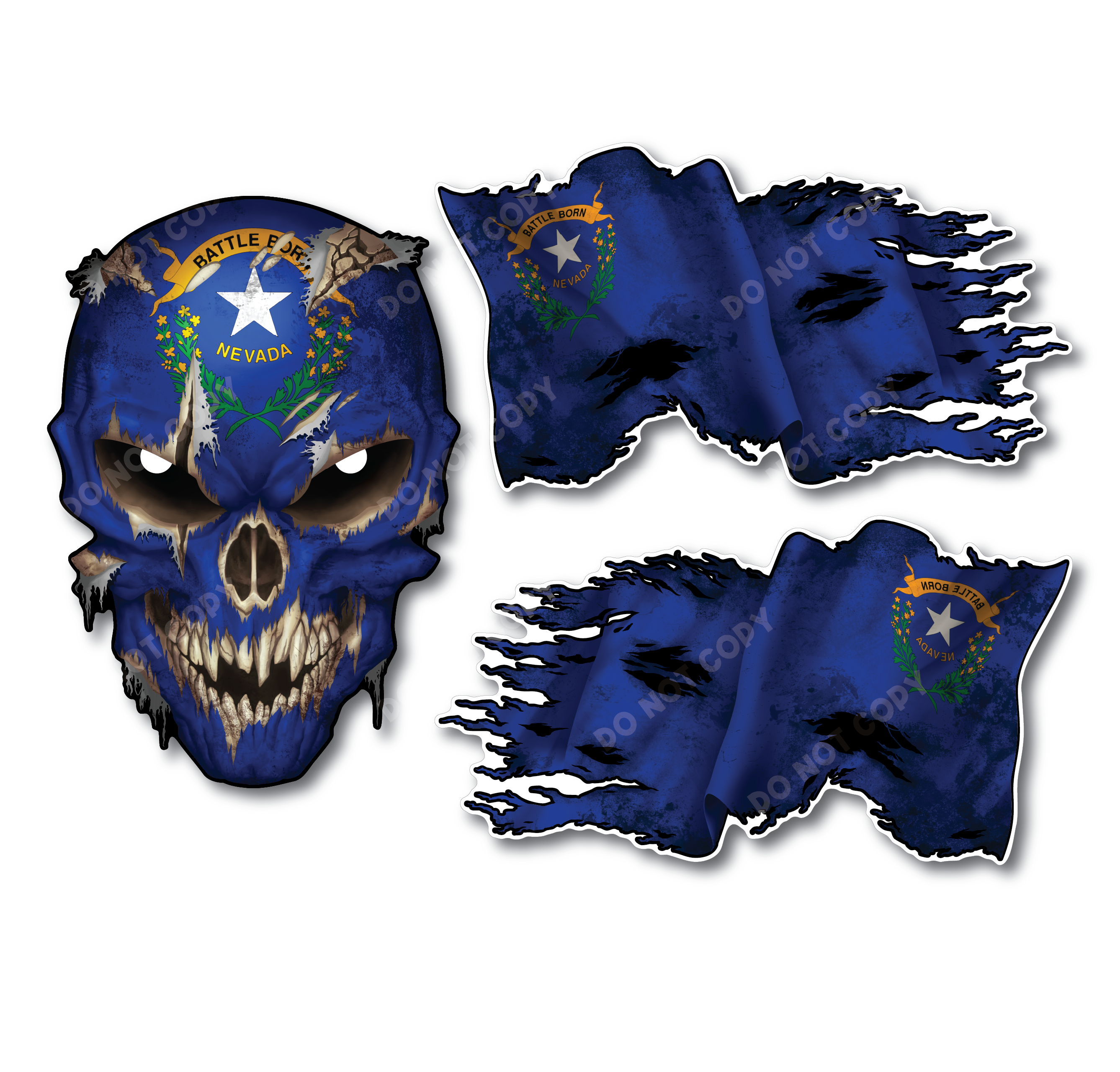 Decals by Haley State Flag and Skull Sticker Flag Decal Pack for Car Truck Vehicle Window