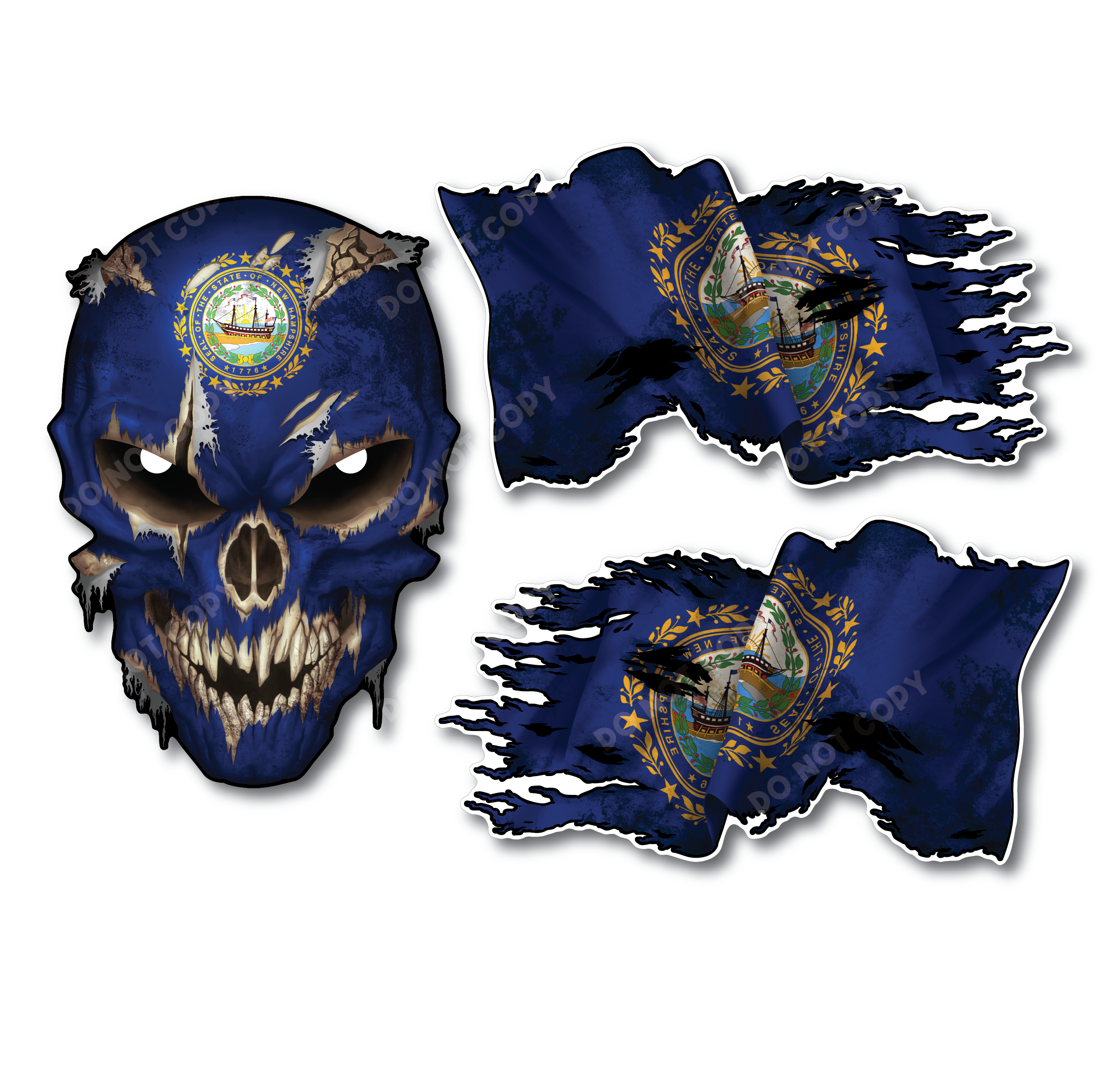 Decals by Haley State Flag and Skull Sticker Flag Decal Pack for Car Truck Vehicle Window