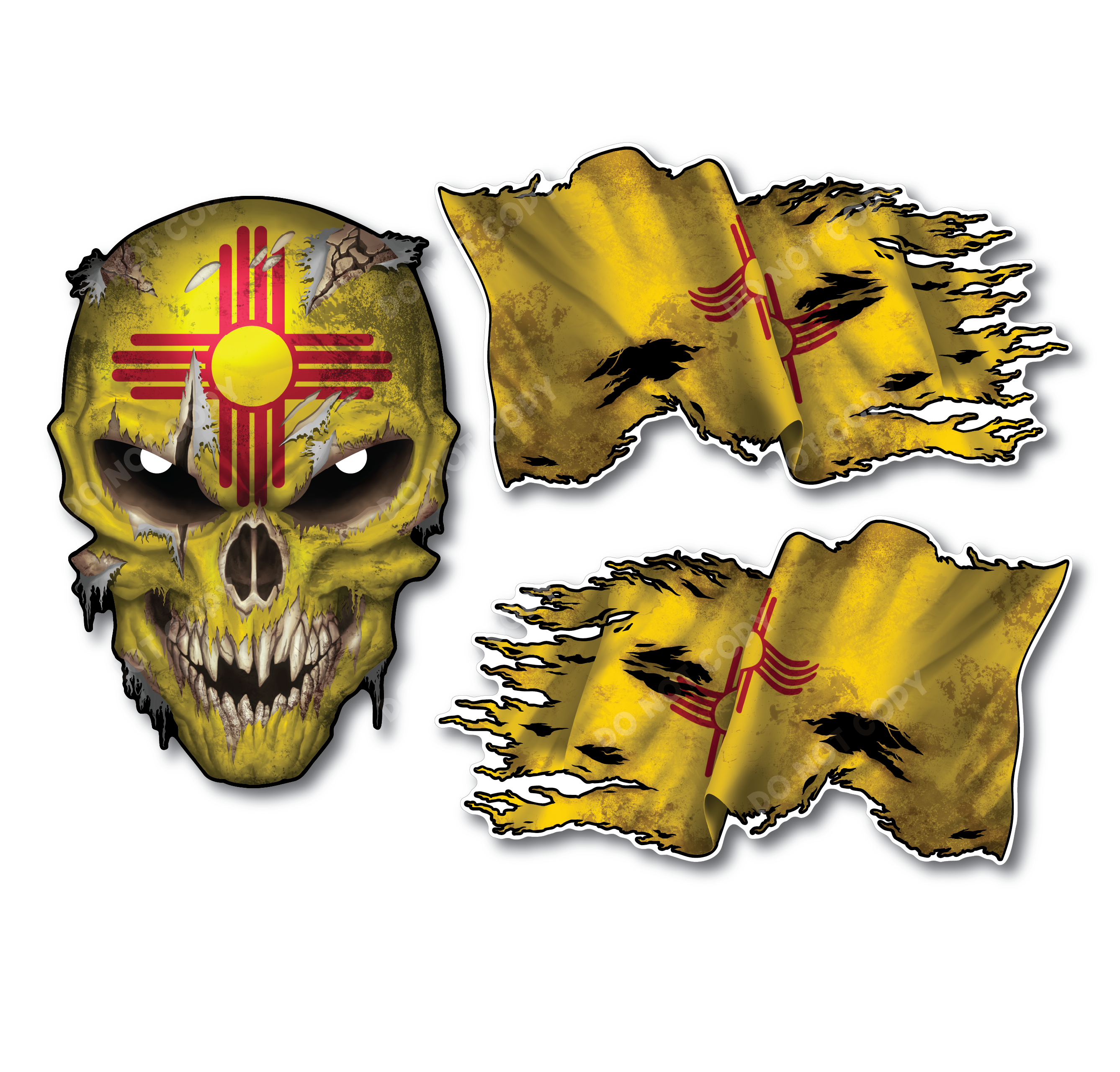 Decals by Haley State Flag and Skull Sticker Flag Decal Pack for Car Truck Vehicle Window