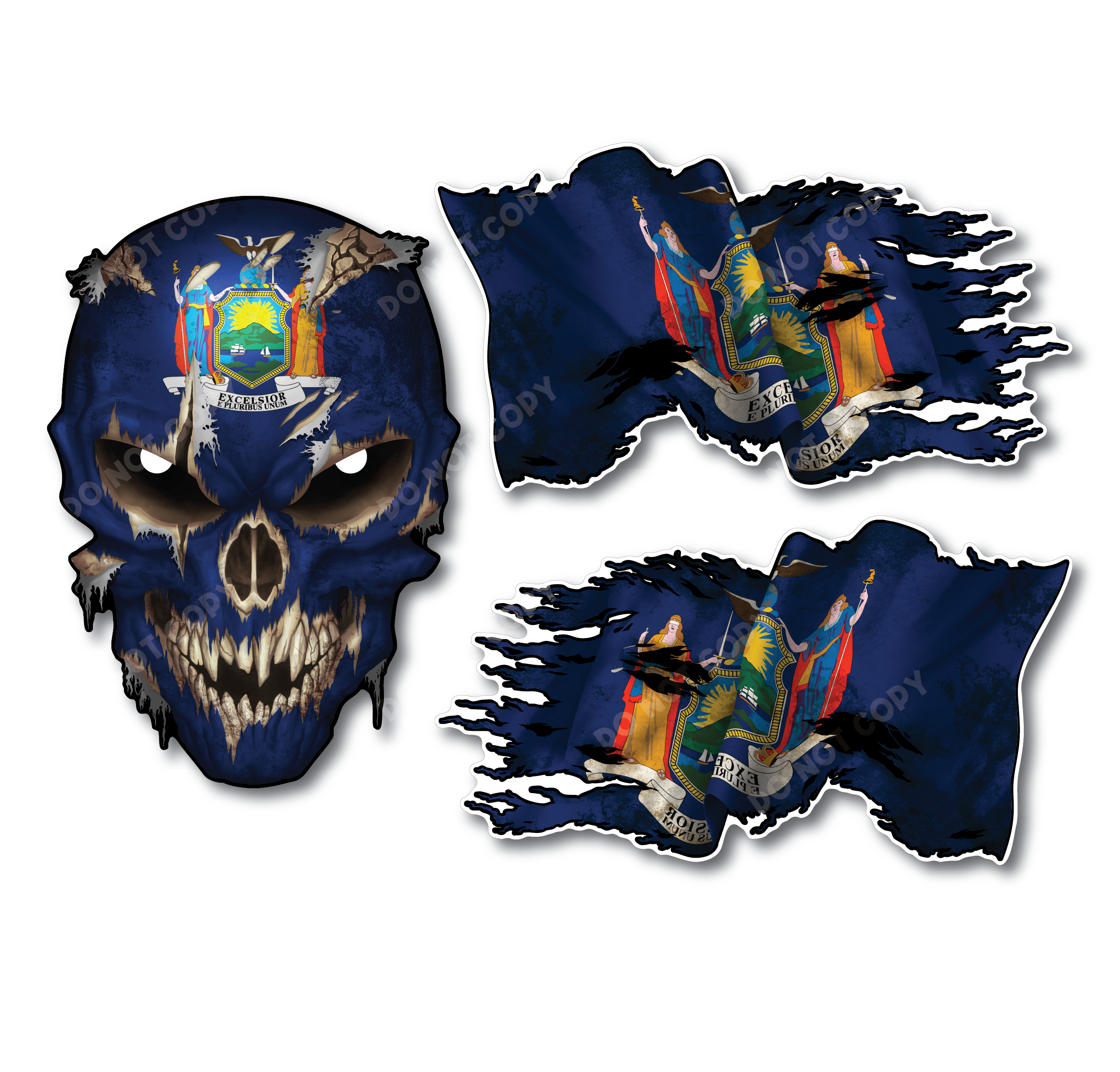 Decals by Haley State Flag and Skull Sticker Flag Decal Pack for Car Truck Vehicle Window