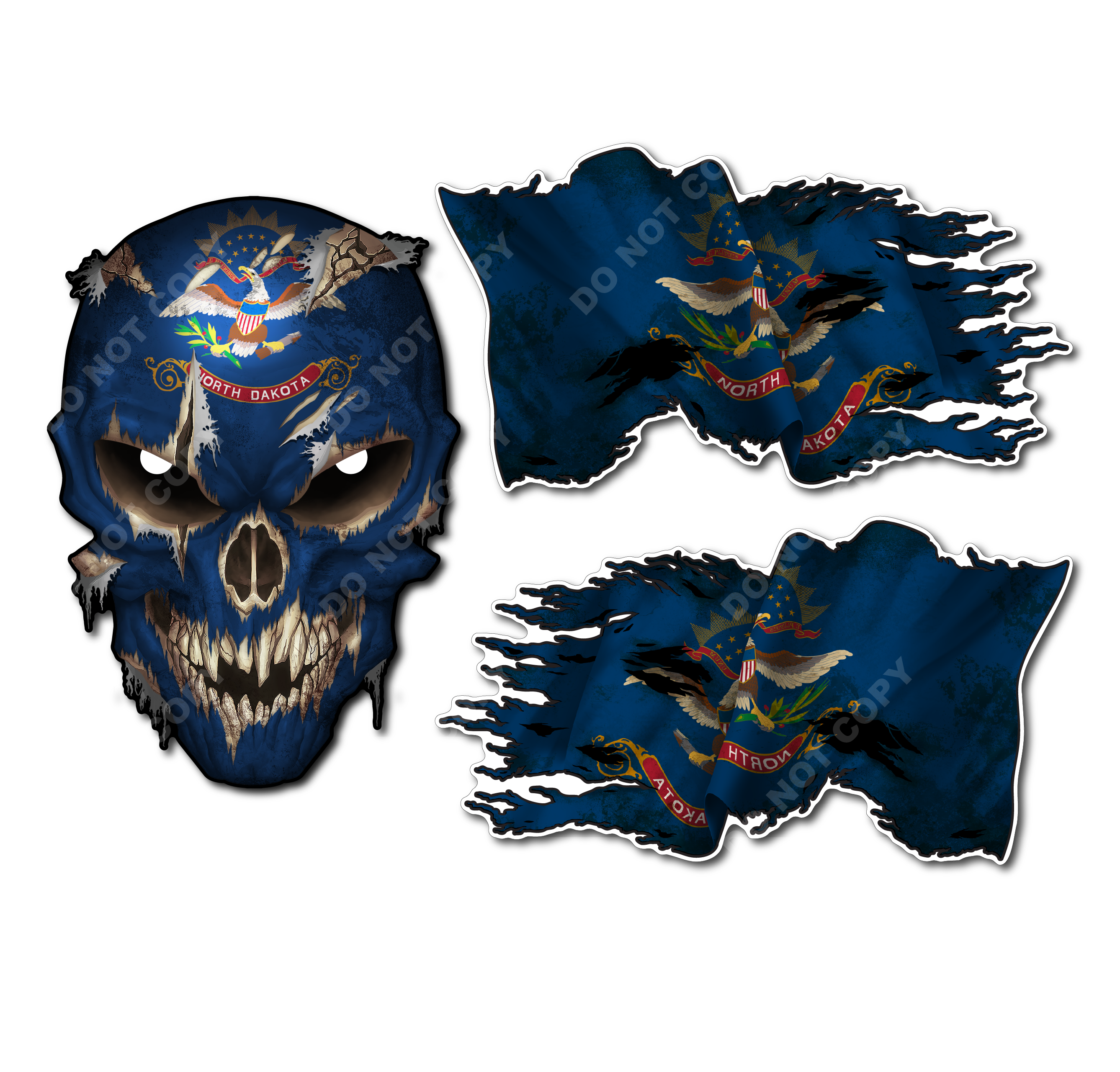 Decals by Haley State Flag and Skull Sticker Flag Decal Pack for Car Truck Vehicle Window