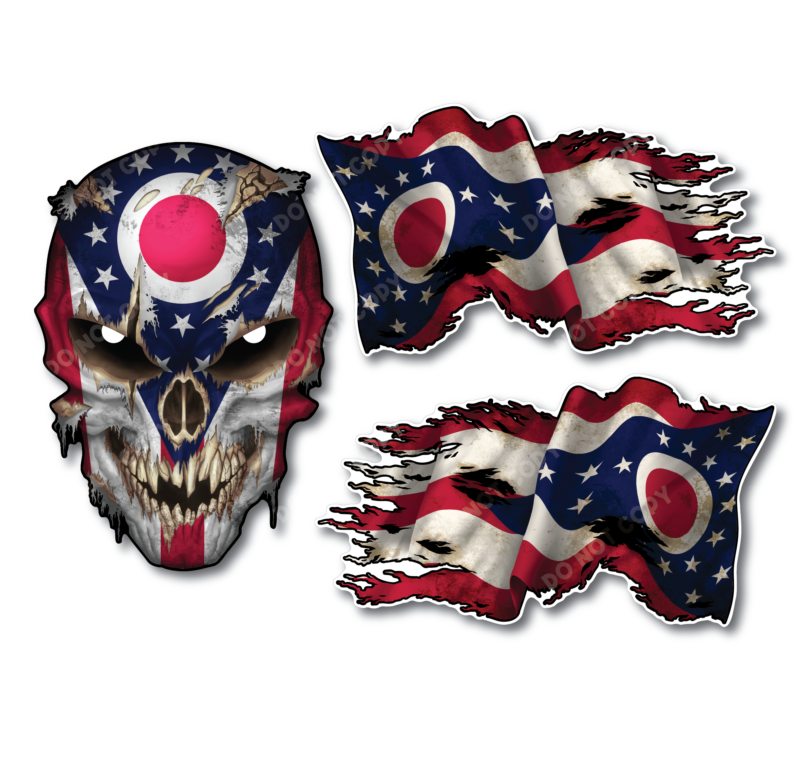 Decals by Haley State Flag and Skull Sticker Flag Decal Pack for Car Truck Vehicle Window