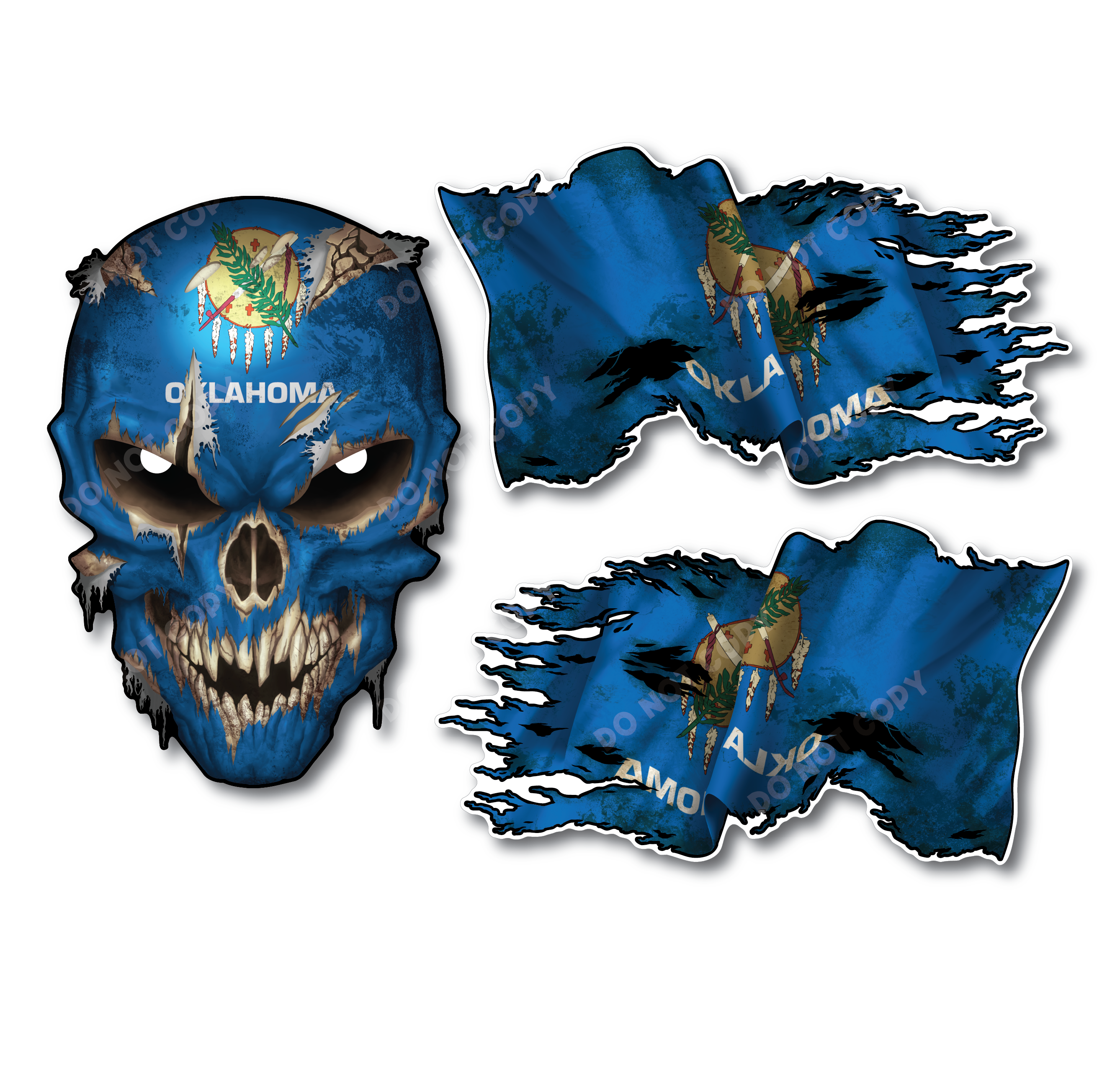 Decals by Haley State Flag and Skull Sticker Flag Decal Pack for Car Truck Vehicle Window
