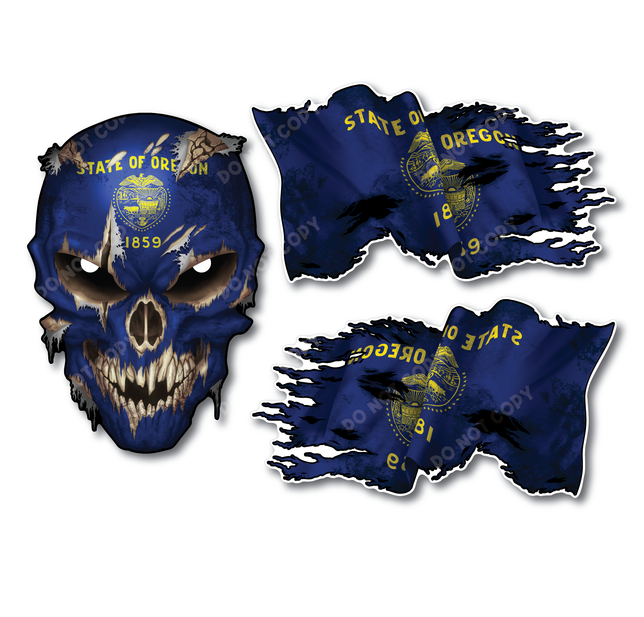 Decals by Haley State Flag and Skull Sticker Flag Decal Pack for Car Truck Vehicle Window