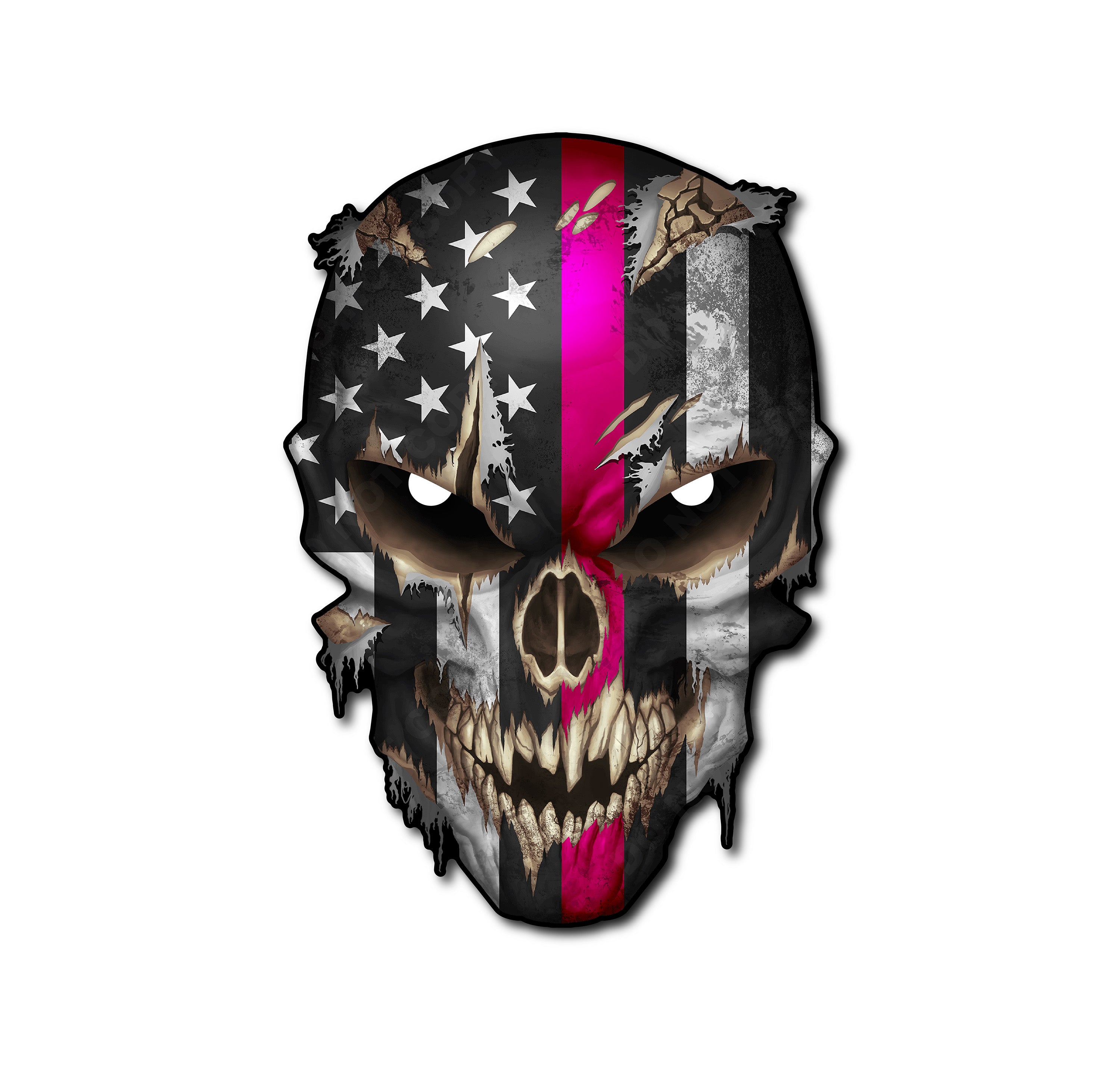 Skull with Reflective Eyes American Flag Vinyl Decal Stickers Car Truck Sniper Marines Army Navy Military Graphic