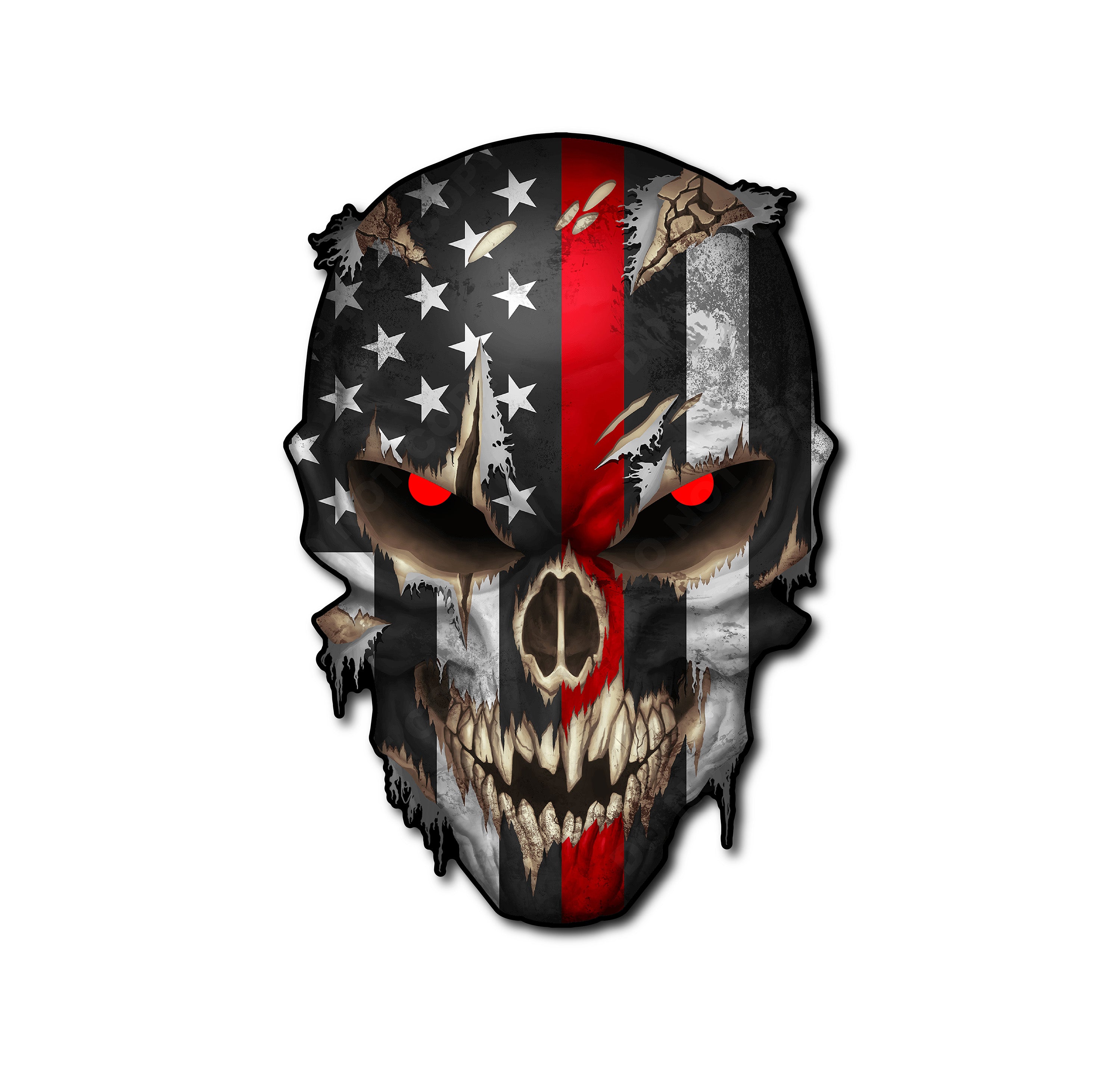 Skull with Reflective Eyes American Flag Vinyl Decal Stickers Car Truck Sniper Marines Army Navy Military Graphic