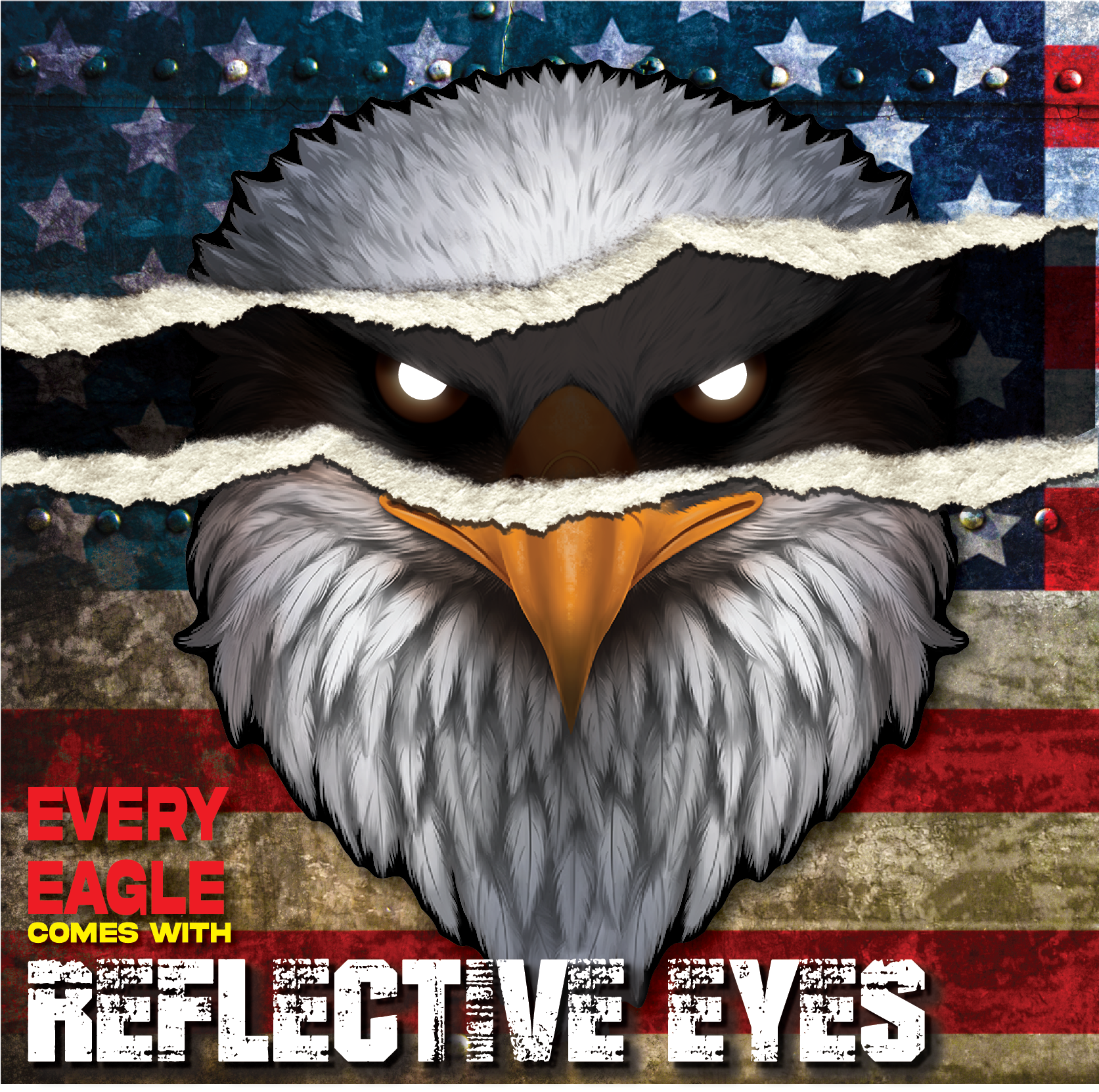 Reflective Eyes Eagle Decal – Patriotic USA Flag Vinyl Sticker for Trucks, Cars, Coolers, Laptops – Waterproof & Fade-Resistant