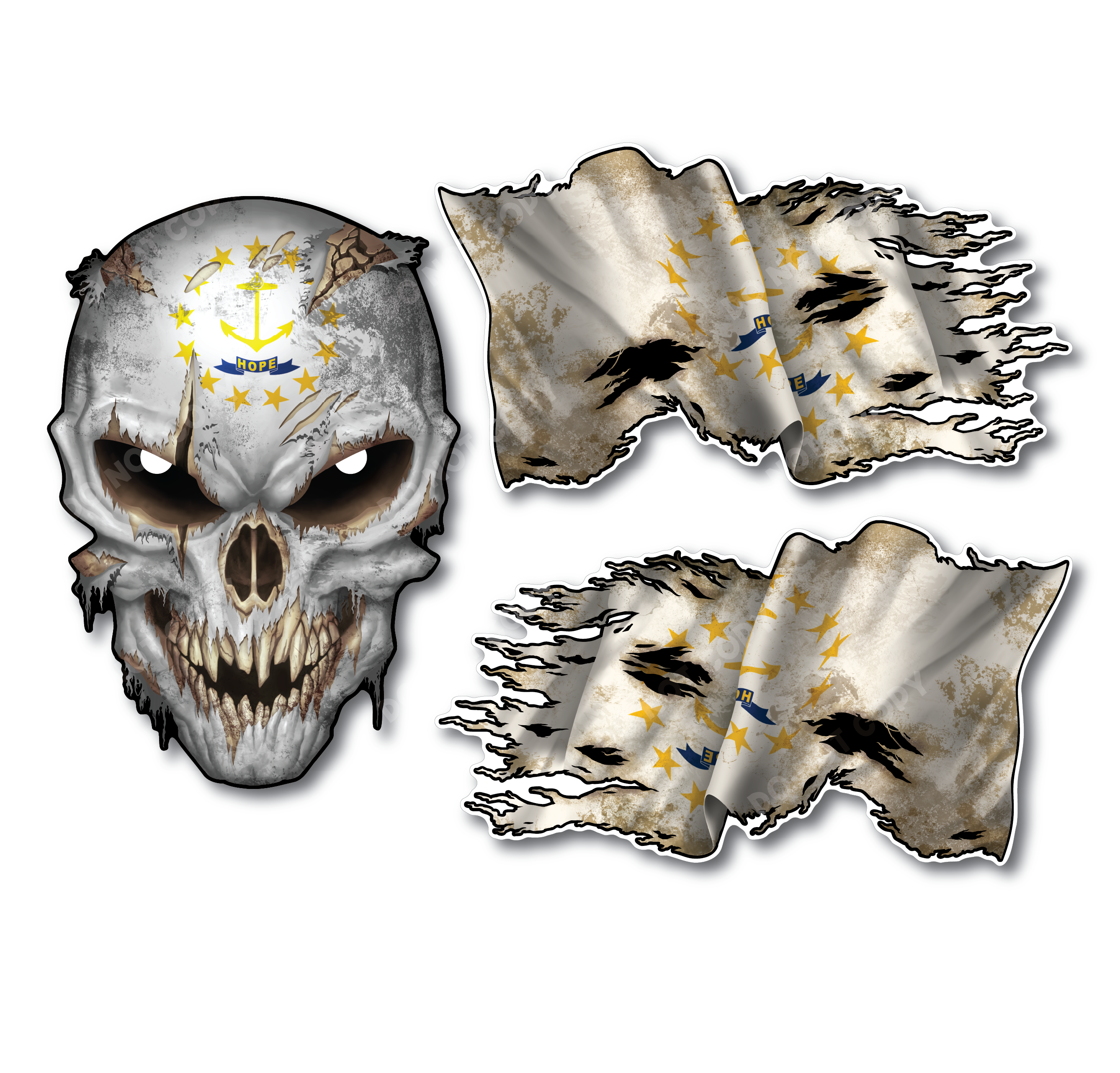 Decals by Haley State Flag and Skull Sticker Flag Decal Pack for Car Truck Vehicle Window