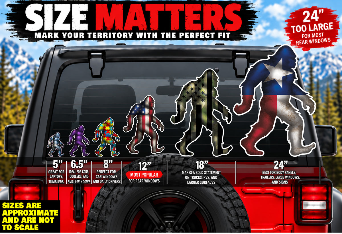 Decals by Haley Sasquatch Bigfoot Sticker - Decal Sticker for Car, Truck, Bumper - 3M Vinyl Decal for Vehicle, Indoor/Outdoor Use Sticker, Patriotic Yeti Design