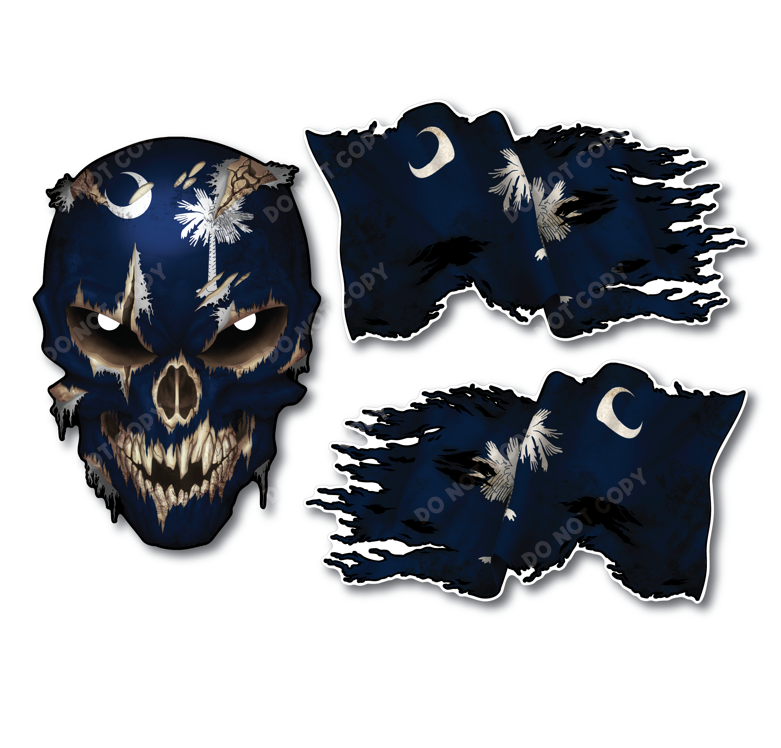 Decals by Haley State Flag and Skull Sticker Flag Decal Pack for Car Truck Vehicle Window