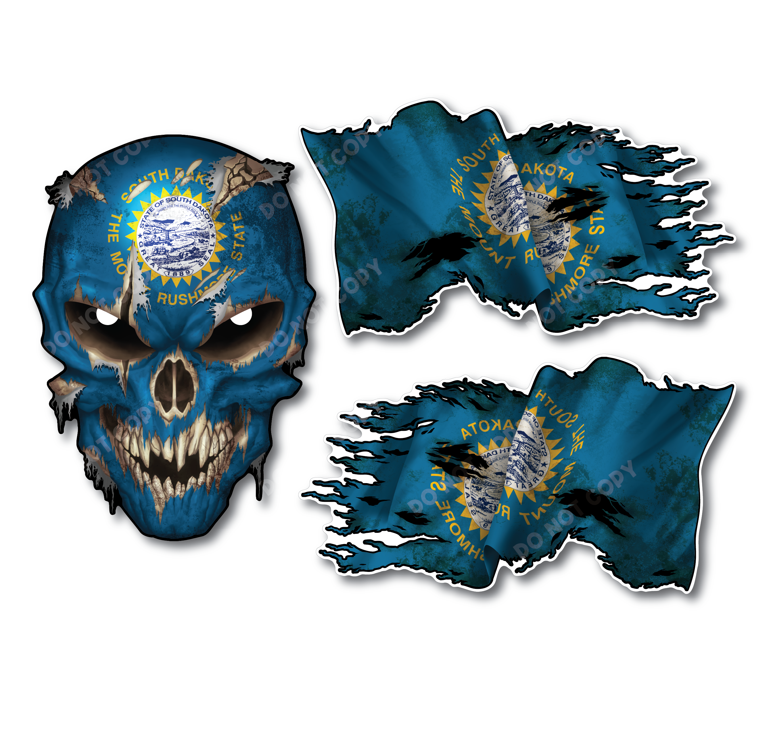 Decals by Haley State Flag and Skull Sticker Flag Decal Pack for Car Truck Vehicle Window